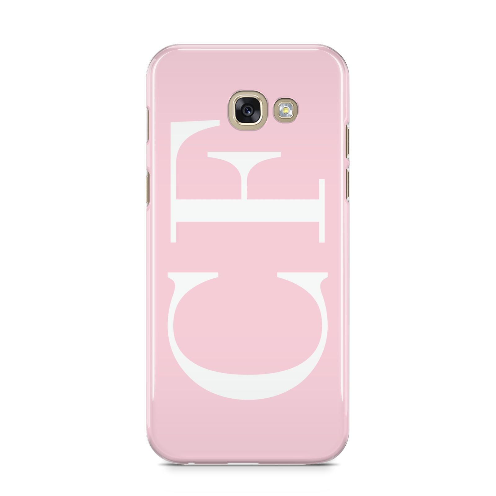 Personalised Pink White Side Initials Samsung Galaxy A5 2017 Case on gold phone