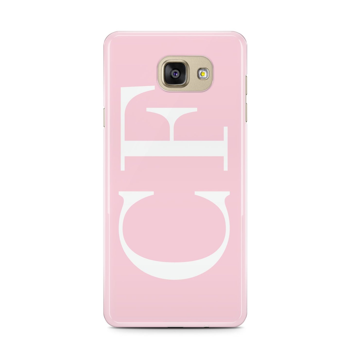 Personalised Pink White Side Initials Samsung Galaxy A7 2016 Case on gold phone