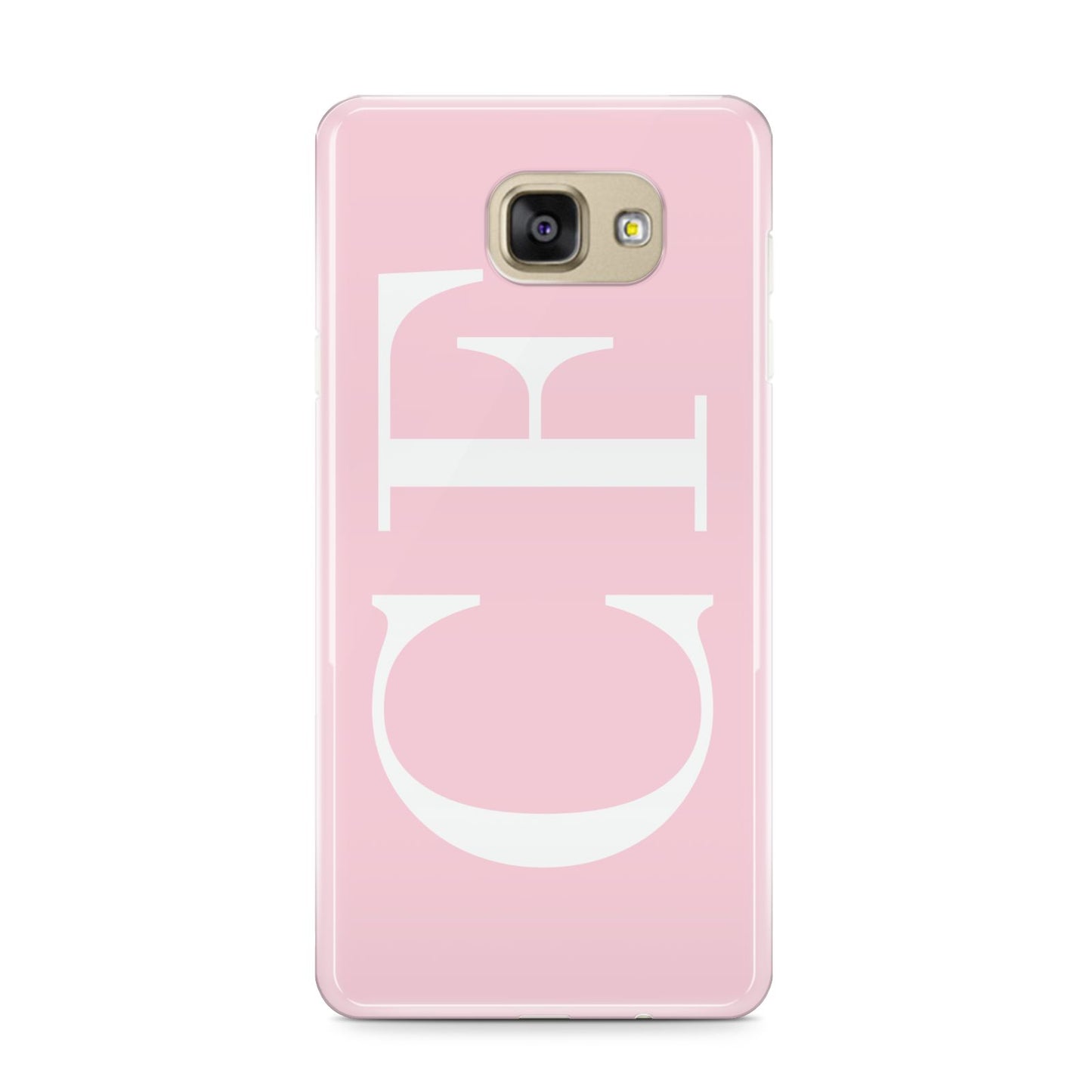 Personalised Pink White Side Initials Samsung Galaxy A9 2016 Case on gold phone