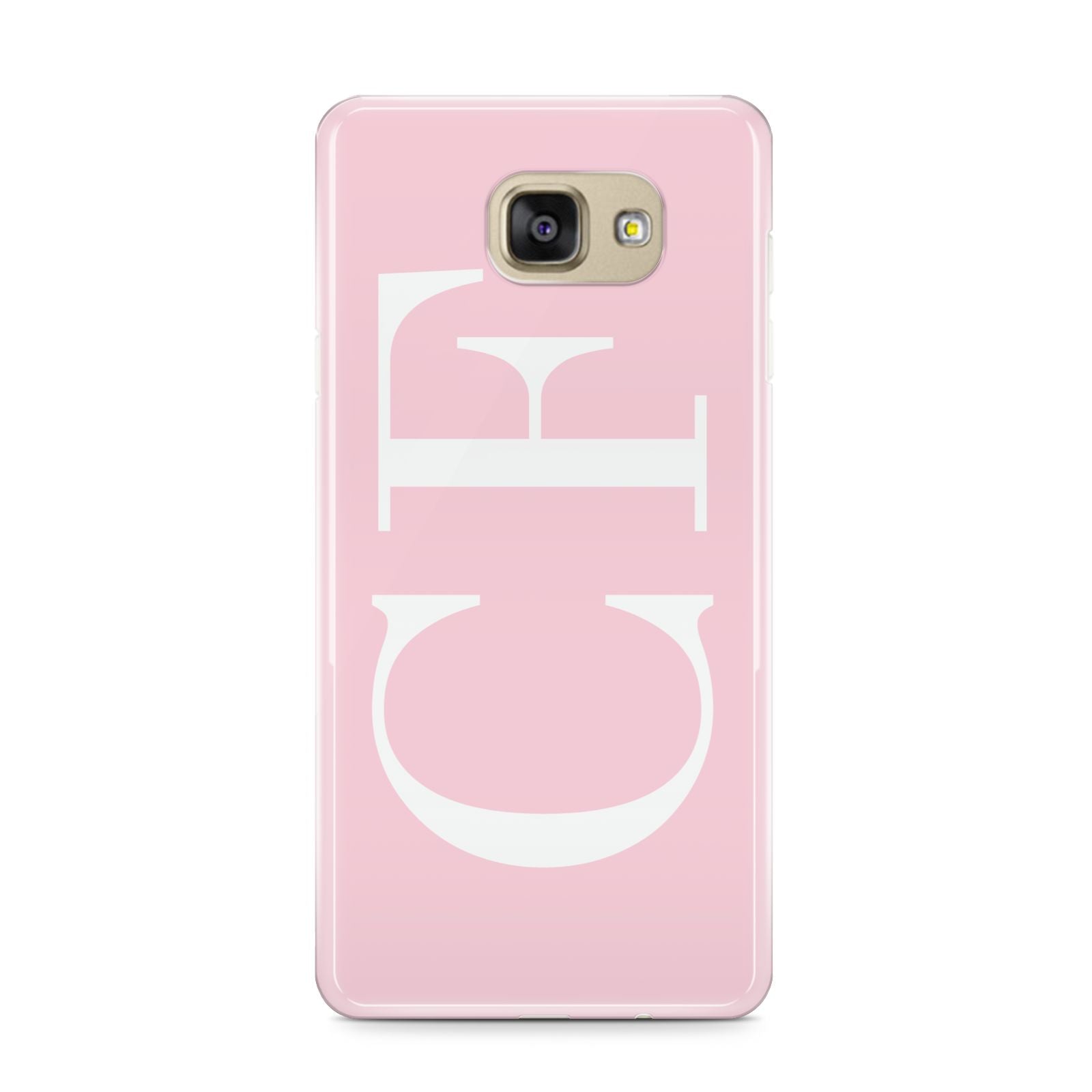 Personalised Pink White Side Initials Samsung Galaxy A9 2016 Case on gold phone