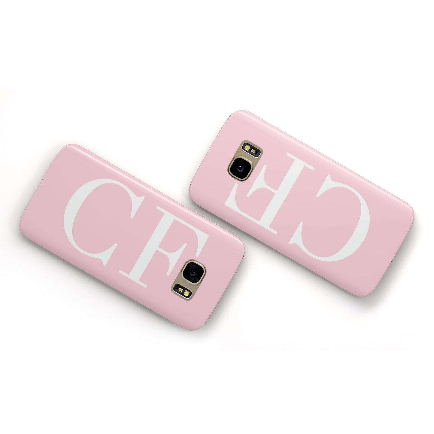 Personalised Pink White Side Initials Samsung Galaxy Case Flat Overview