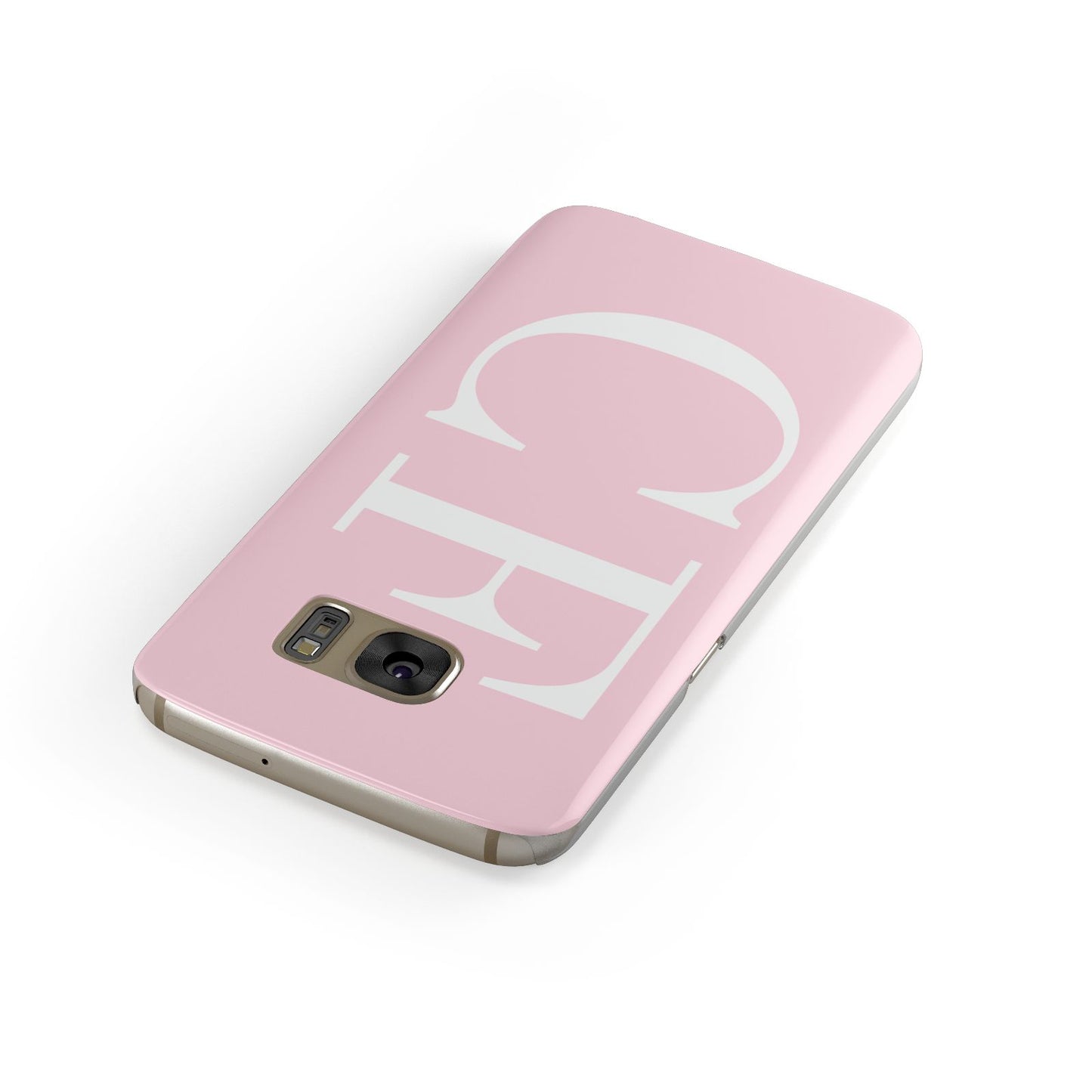 Personalised Pink White Side Initials Samsung Galaxy Case Front Close Up