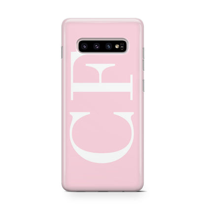 Personalised Pink White Side Initials Samsung Galaxy S10 Case