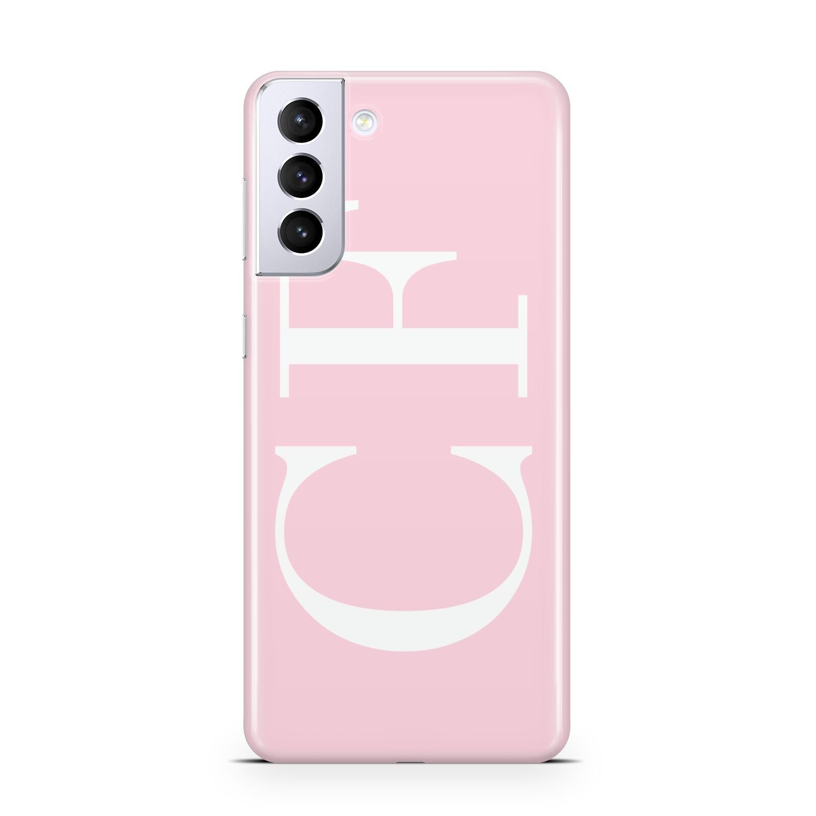 Personalised Pink White Side Initials Samsung S21 Plus Phone Case