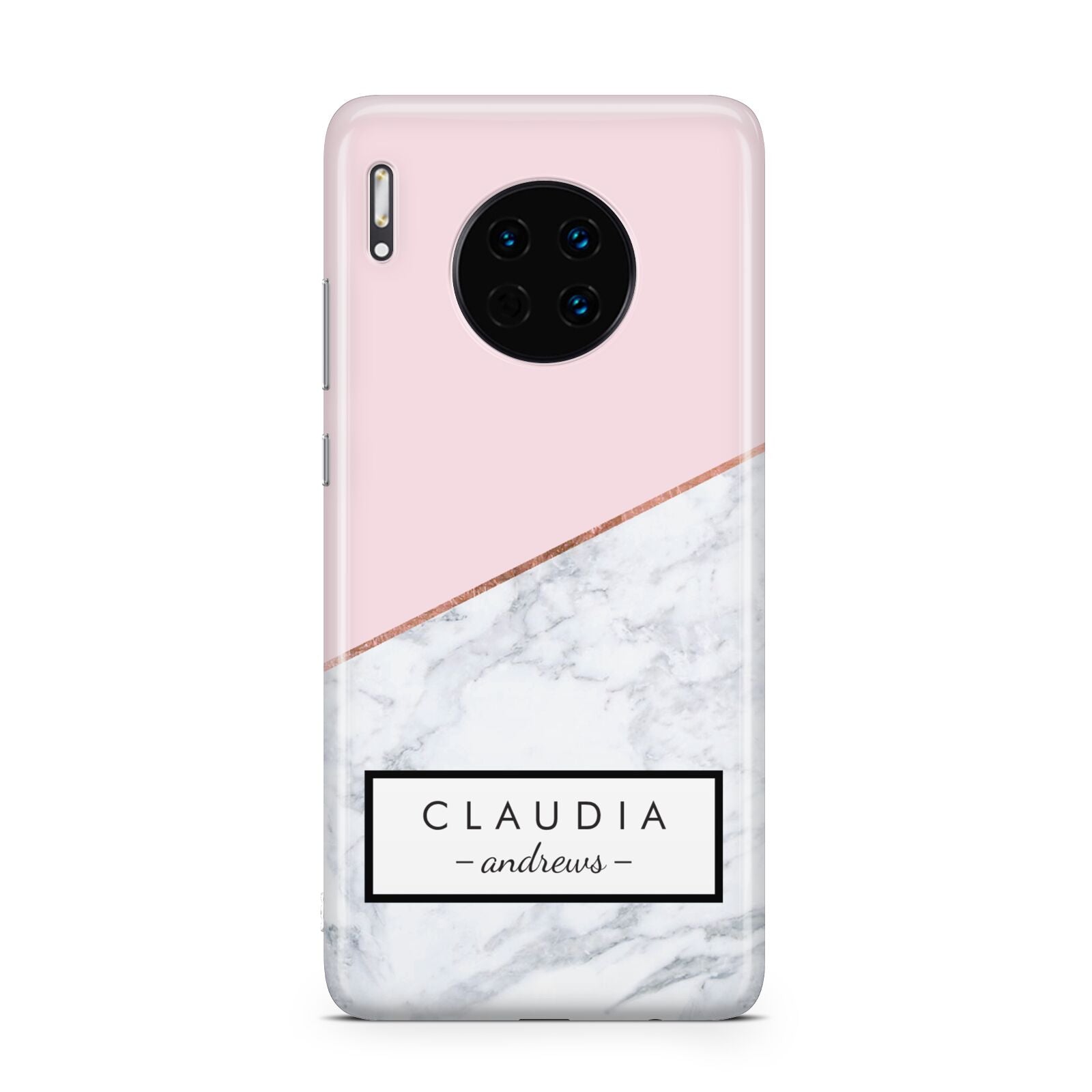 Personalised Pink With Marble Initials Name Huawei Mate 30