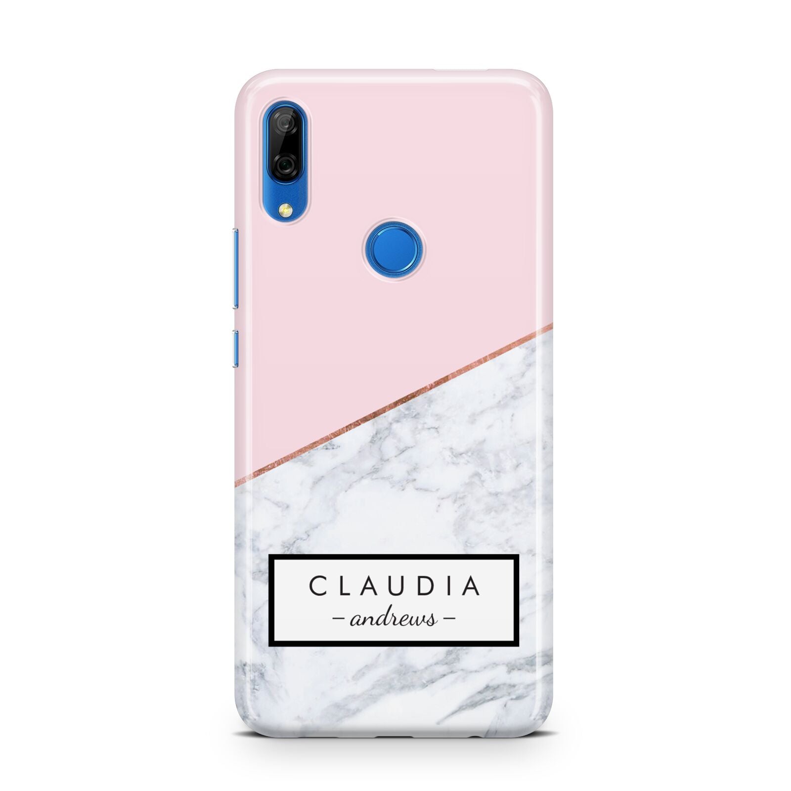 Personalised Pink With Marble Initials Name Huawei P Smart Z