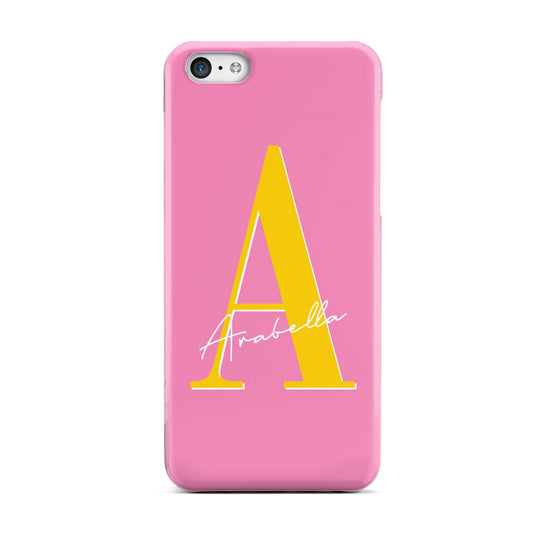 Personalised Pink Yellow Initial Apple iPhone 5c Case