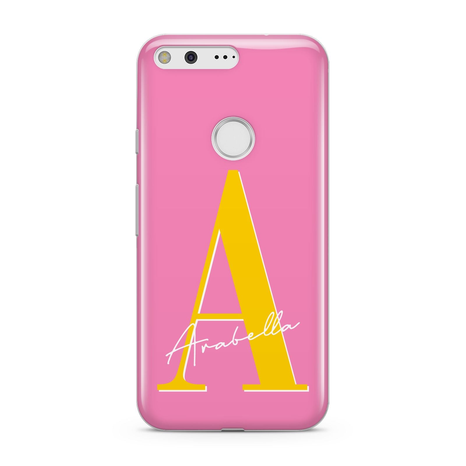 Personalised Pink Yellow Initial Google Pixel Case