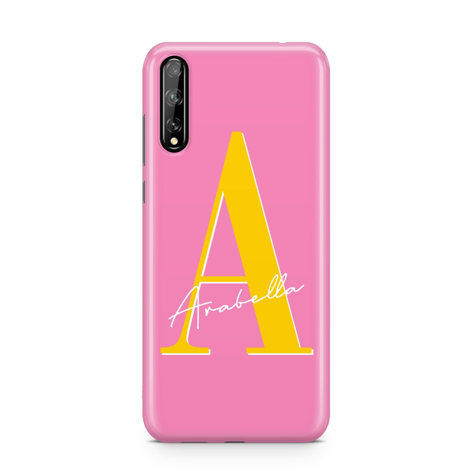 Personalised Pink Yellow Initial Huawei Enjoy 10s Phone Case