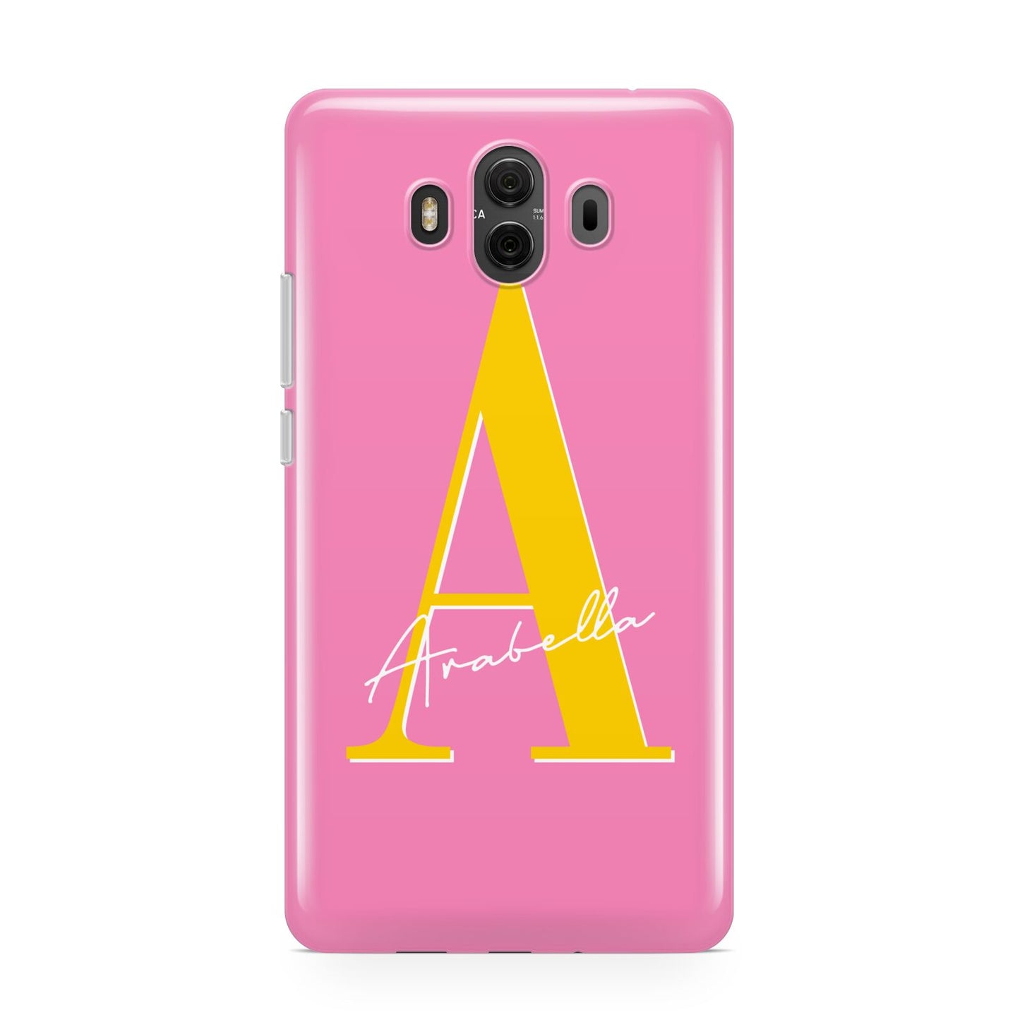 Personalised Pink Yellow Initial Huawei Mate 10 Protective Phone Case