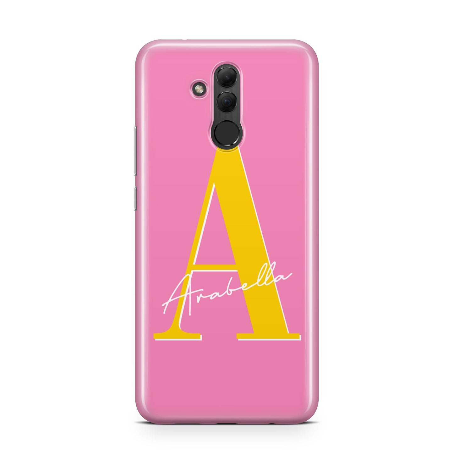 Personalised Pink Yellow Initial Huawei Mate 20 Lite