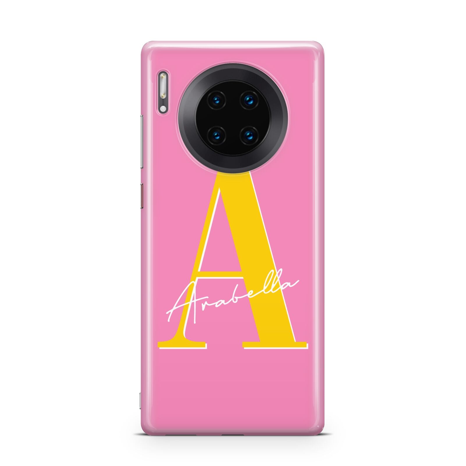 Personalised Pink Yellow Initial Huawei Mate 30 Pro Phone Case