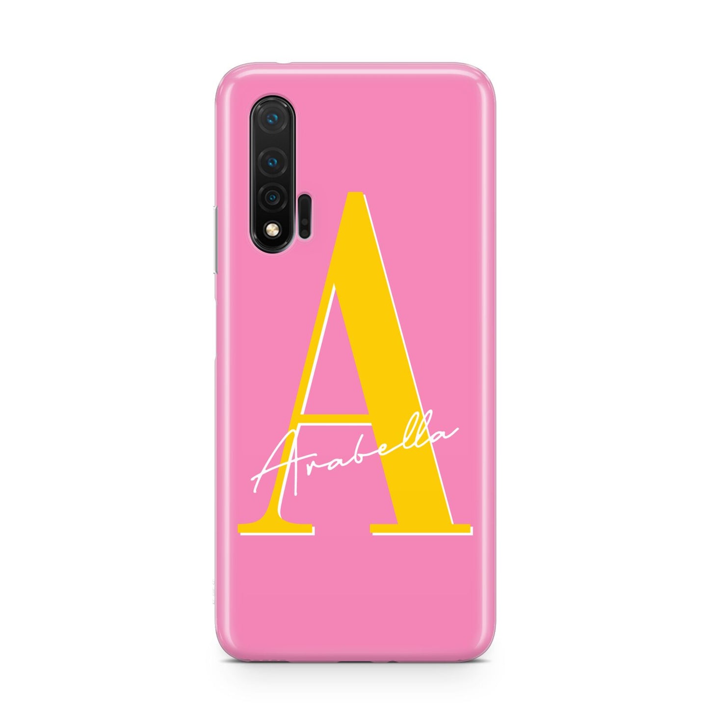 Personalised Pink Yellow Initial Huawei Nova 6 Phone Case