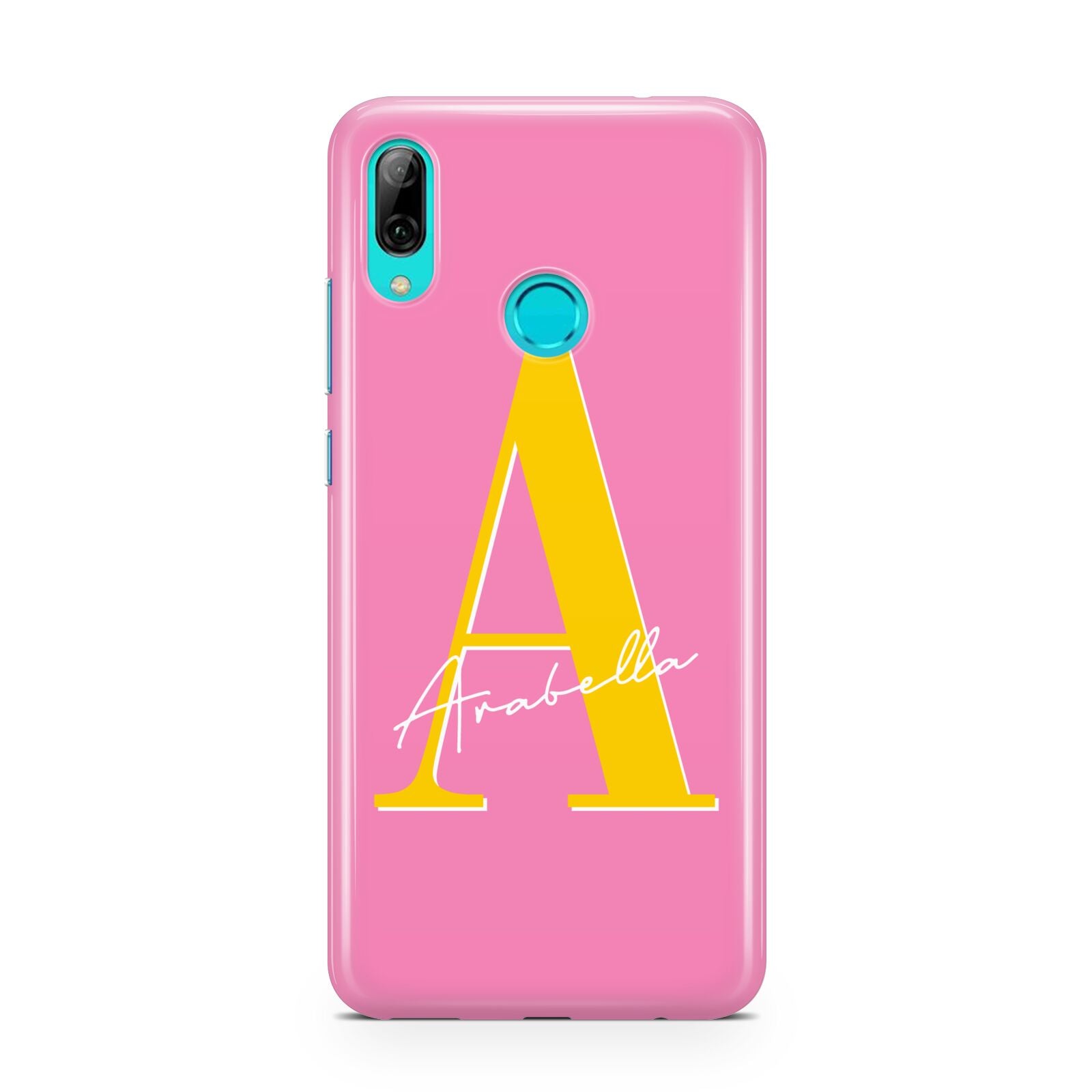 Personalised Pink Yellow Initial Huawei P Smart 2019 Case