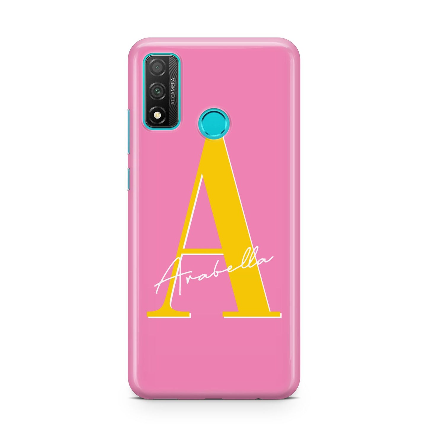 Personalised Pink Yellow Initial Huawei P Smart 2020