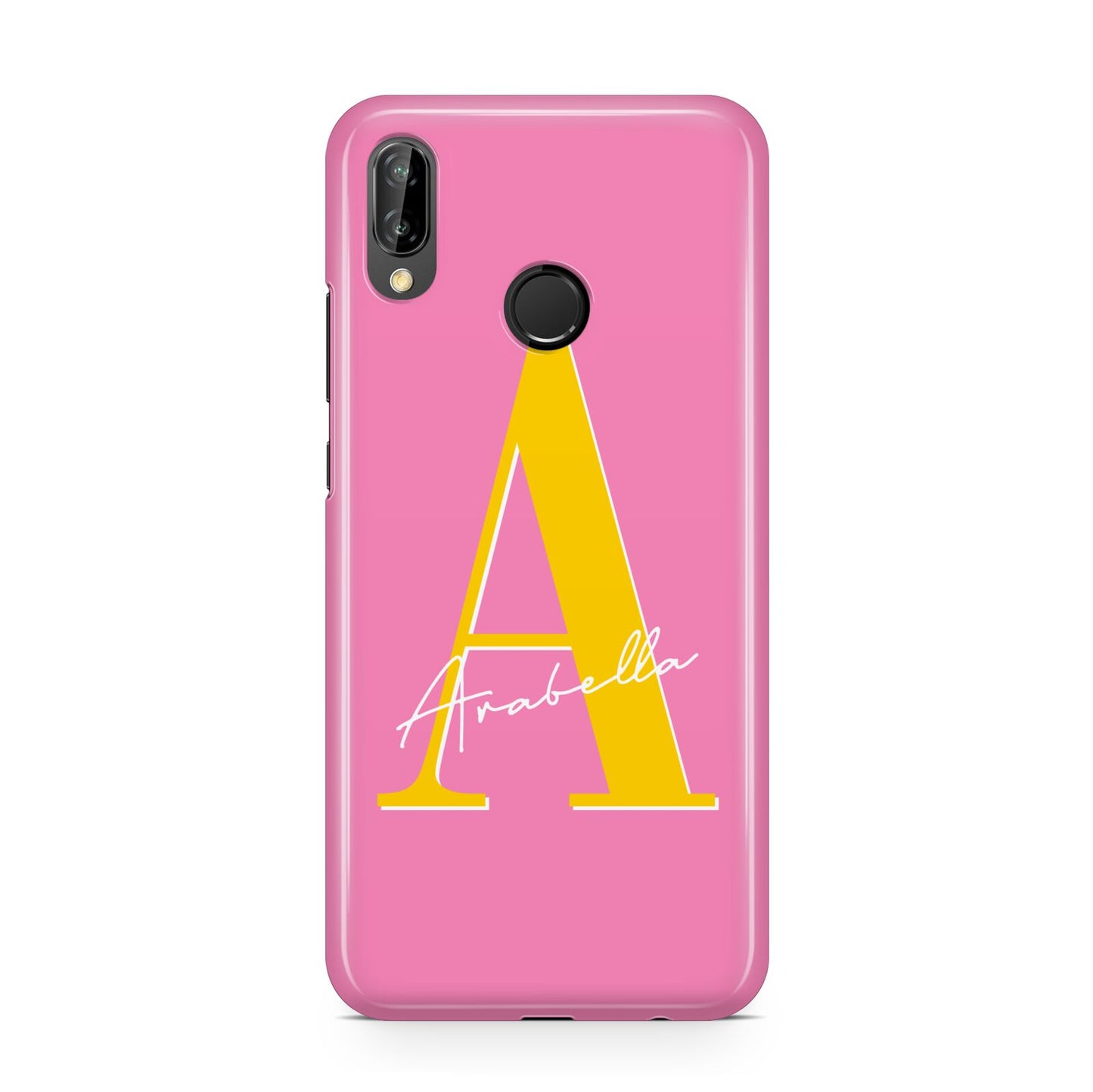 Personalised Pink Yellow Initial Huawei P20 Lite Phone Case