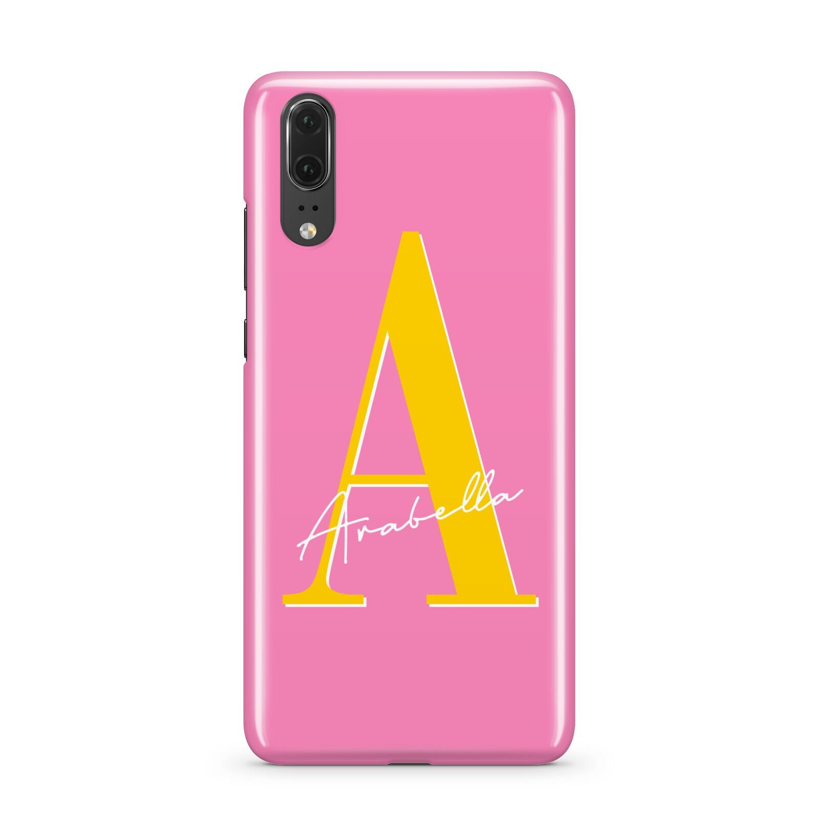 Personalised Pink Yellow Initial Huawei P20 Phone Case