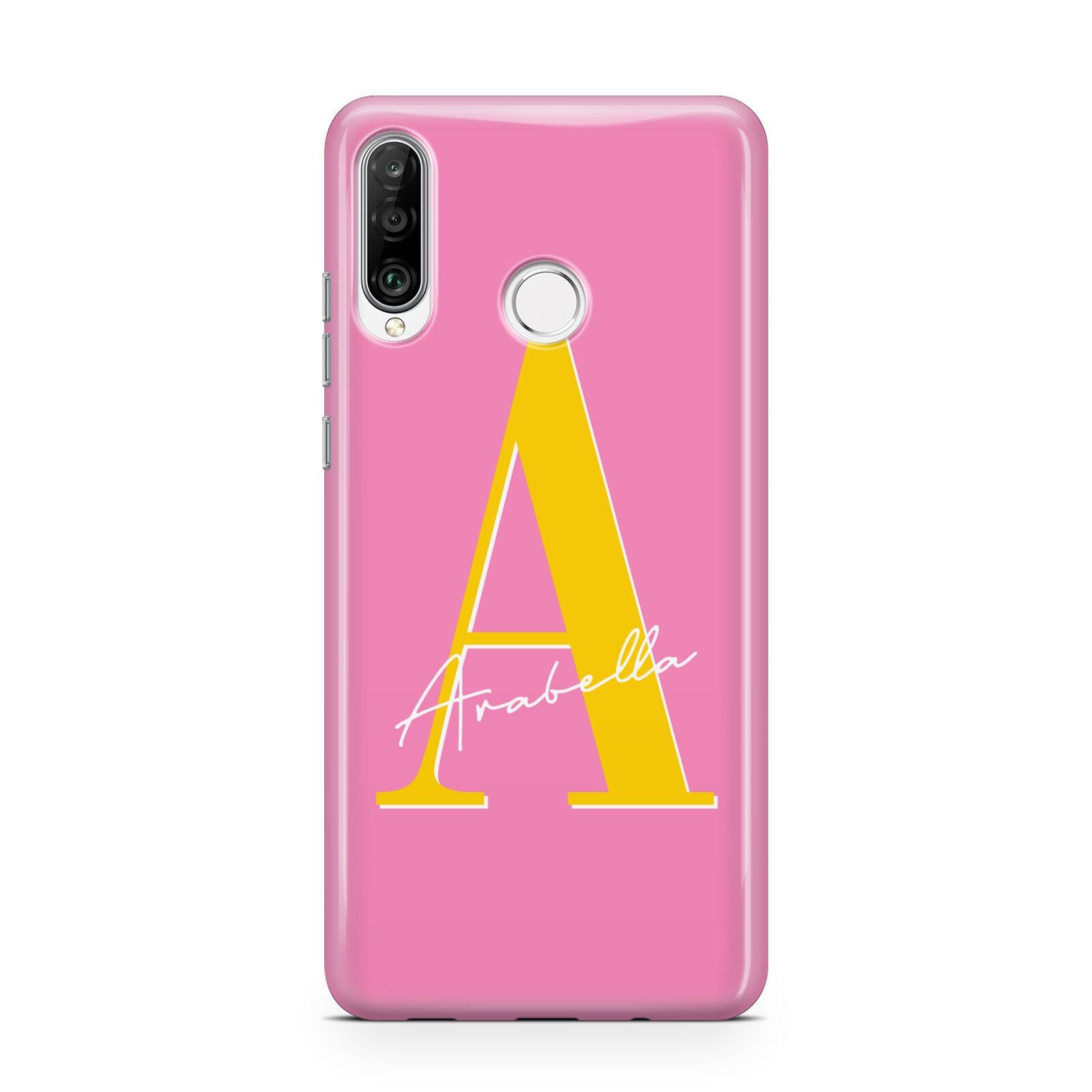 Personalised Pink Yellow Initial Huawei P30 Lite Phone Case