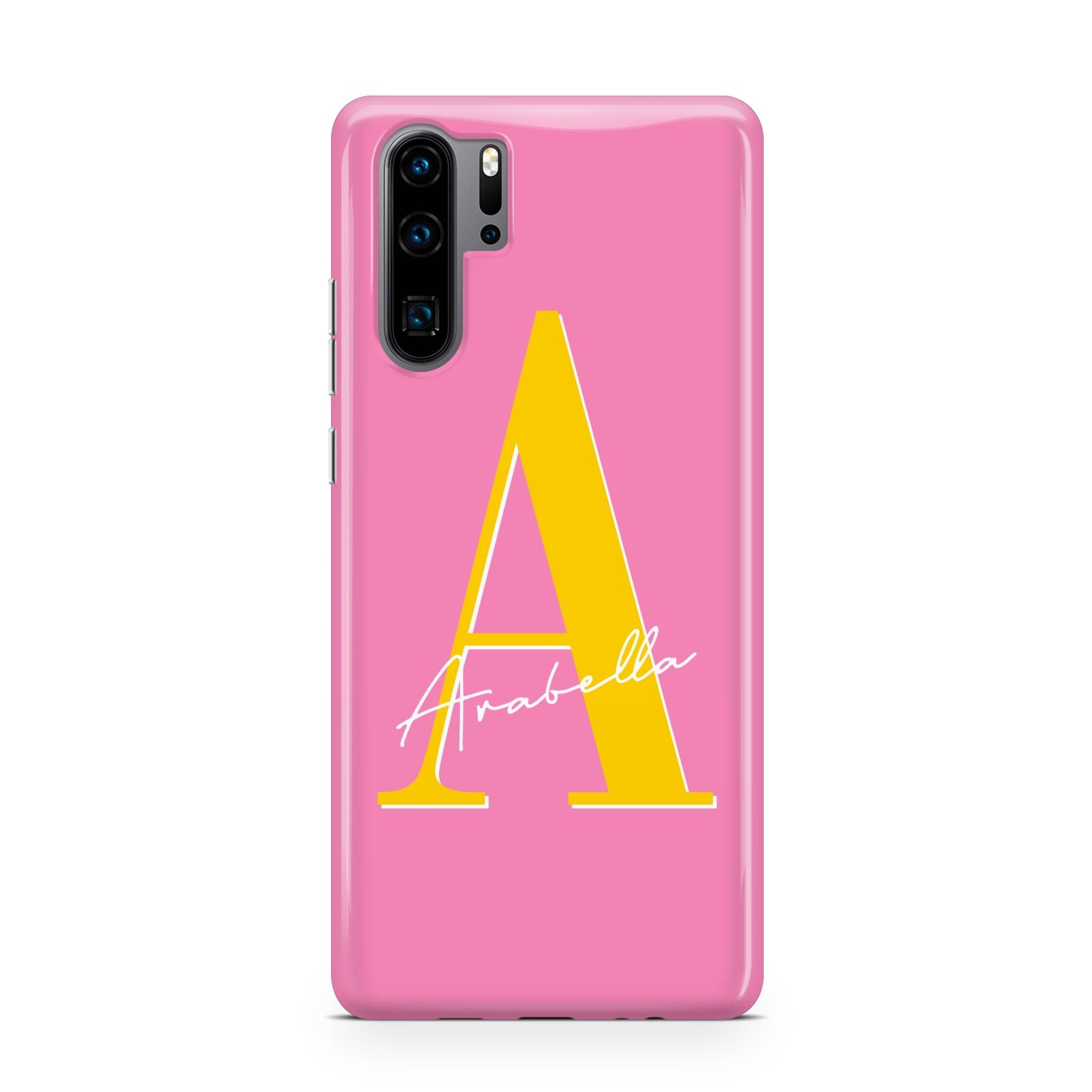 Personalised Pink Yellow Initial Huawei P30 Pro Phone Case