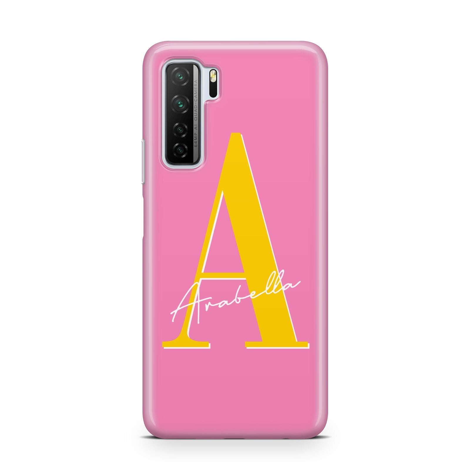 Personalised Pink Yellow Initial Huawei P40 Lite 5G Phone Case