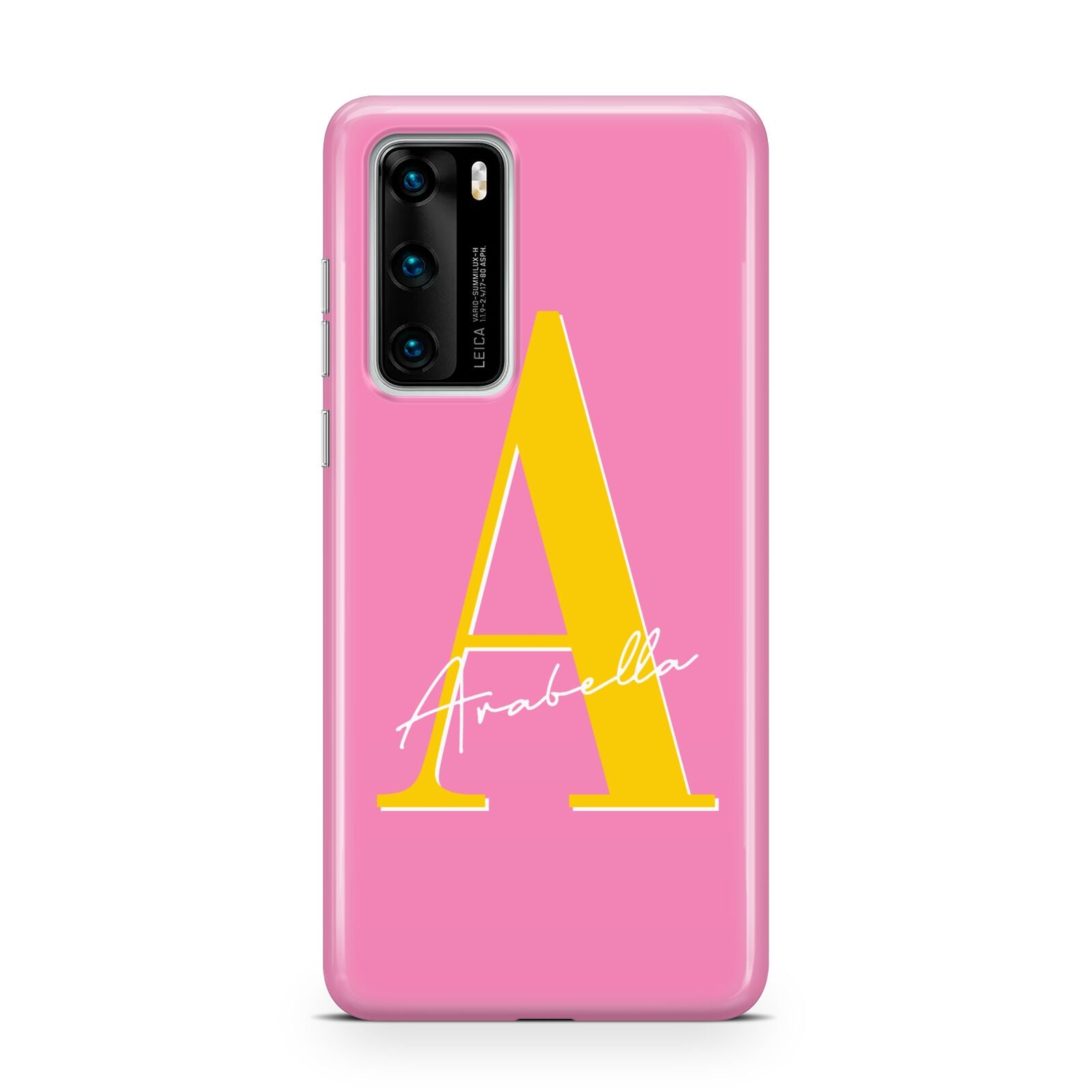 Personalised Pink Yellow Initial Huawei P40 Phone Case