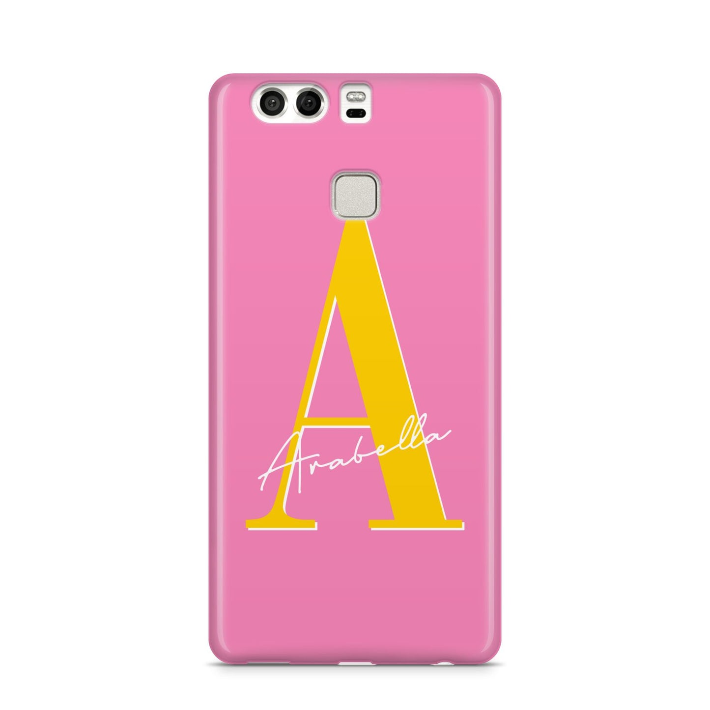 Personalised Pink Yellow Initial Huawei P9 Case