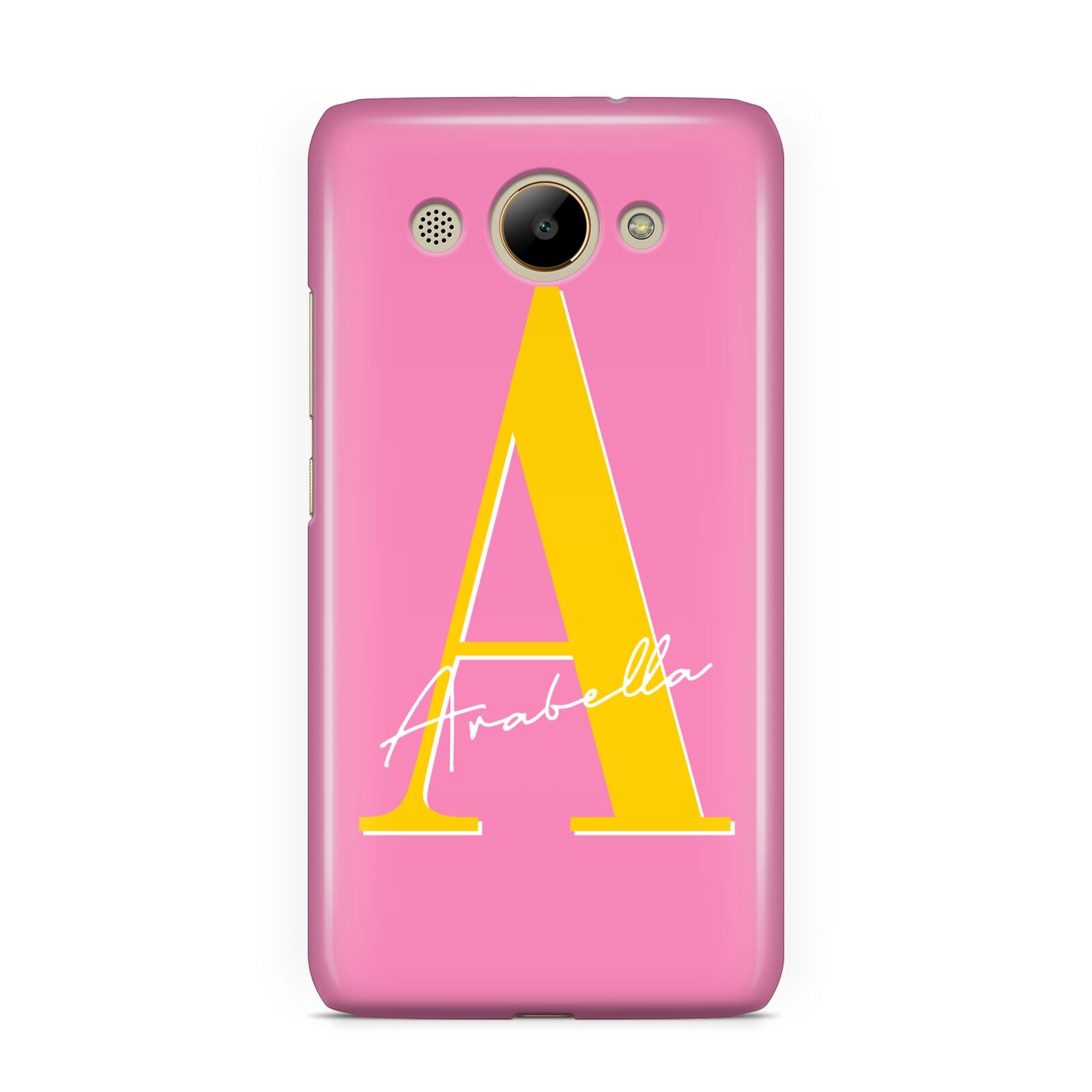 Personalised Pink Yellow Initial Huawei Y3 2017