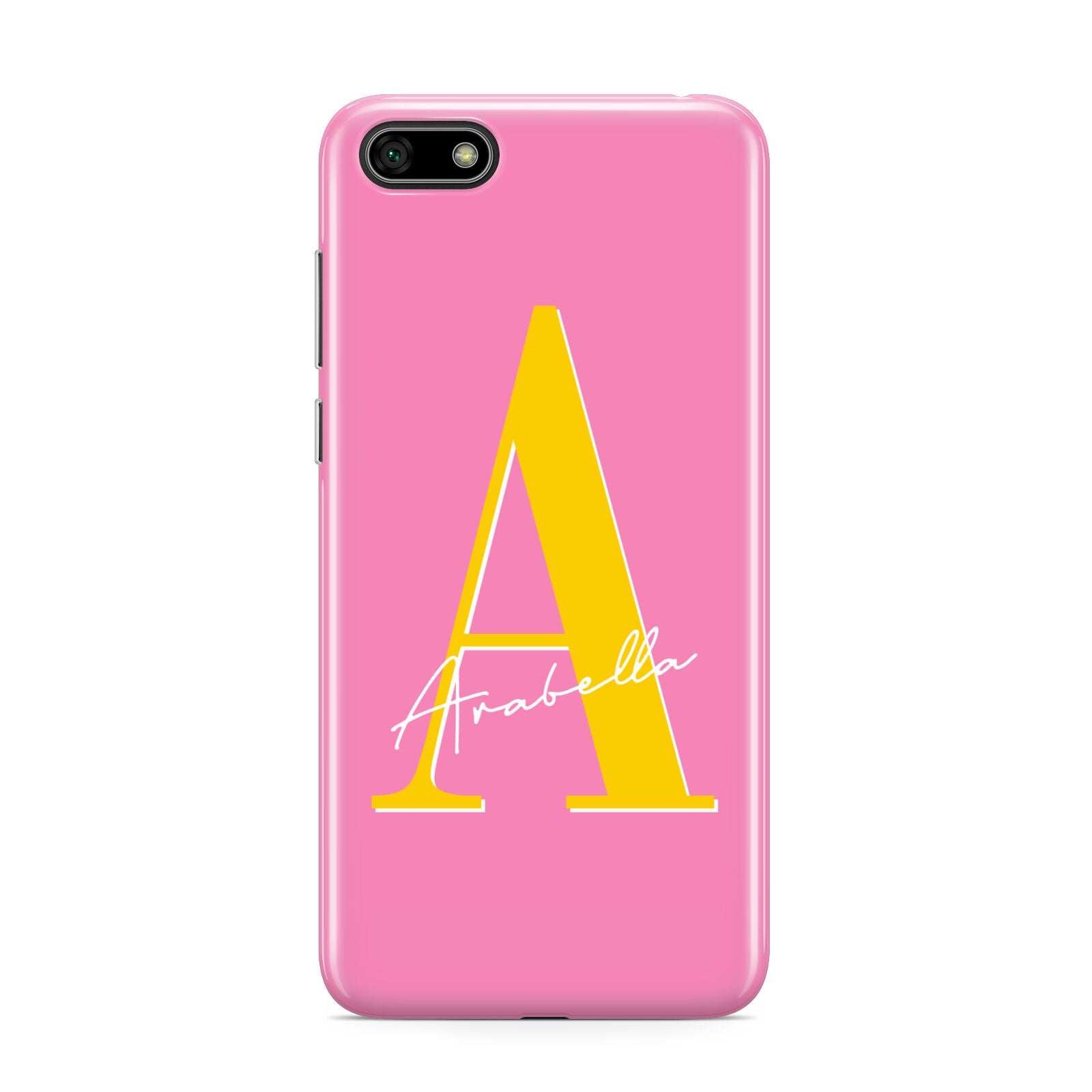 Personalised Pink Yellow Initial Huawei Y5 Prime 2018 Phone Case