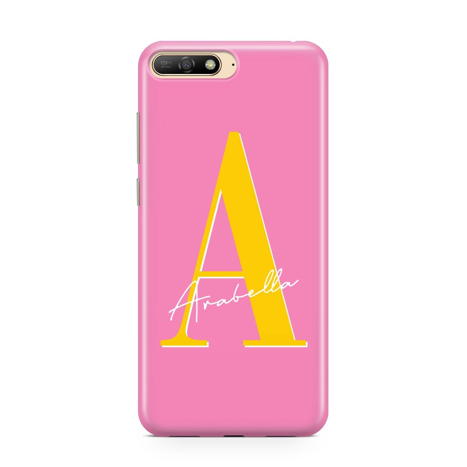 Personalised Pink Yellow Initial Huawei Y6 2018