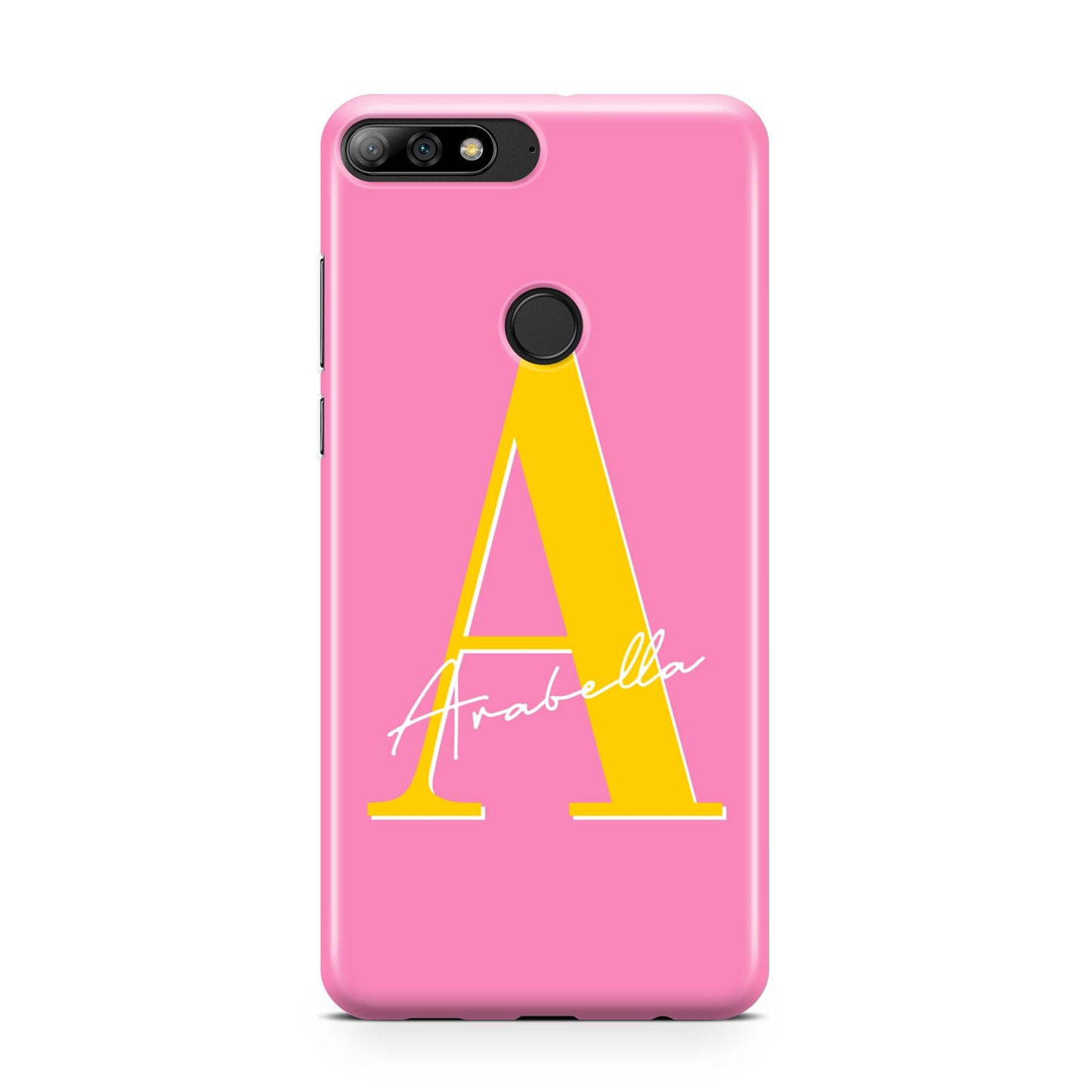 Personalised Pink Yellow Initial Huawei Y7 2018