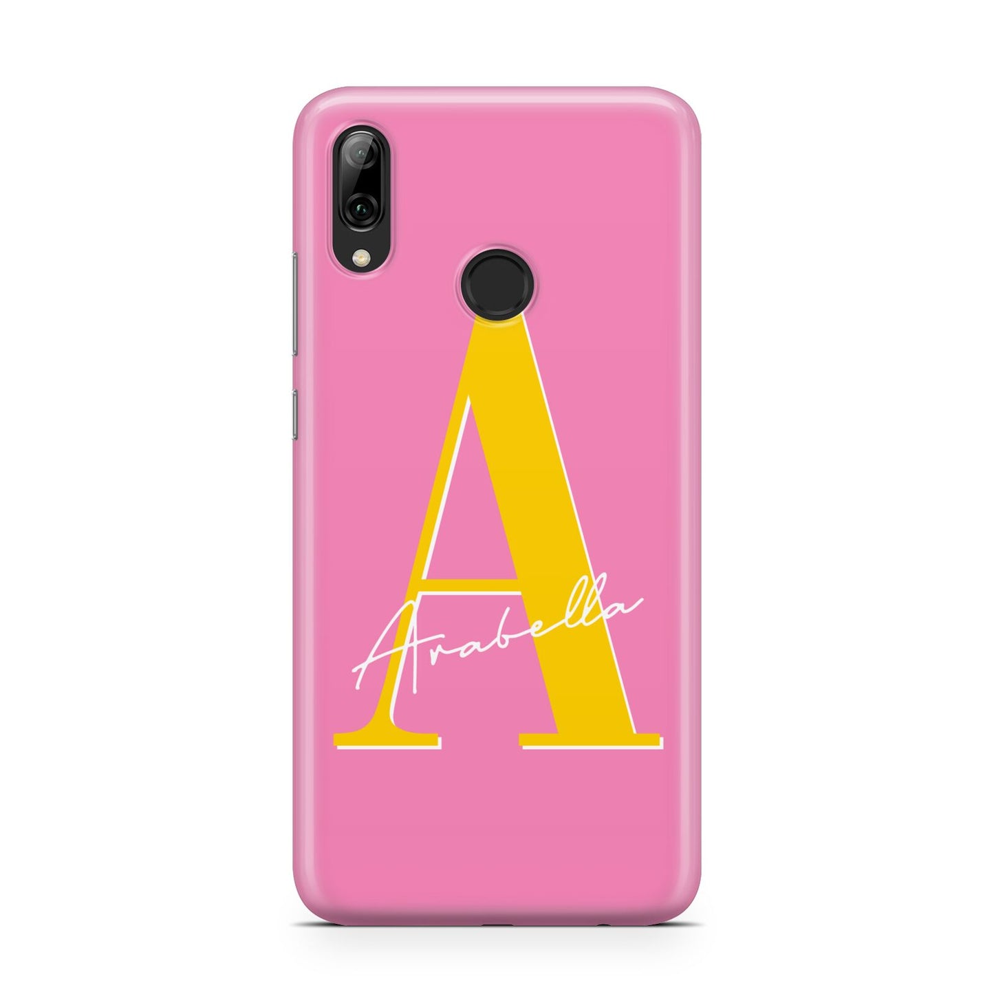 Personalised Pink Yellow Initial Huawei Y7 2019