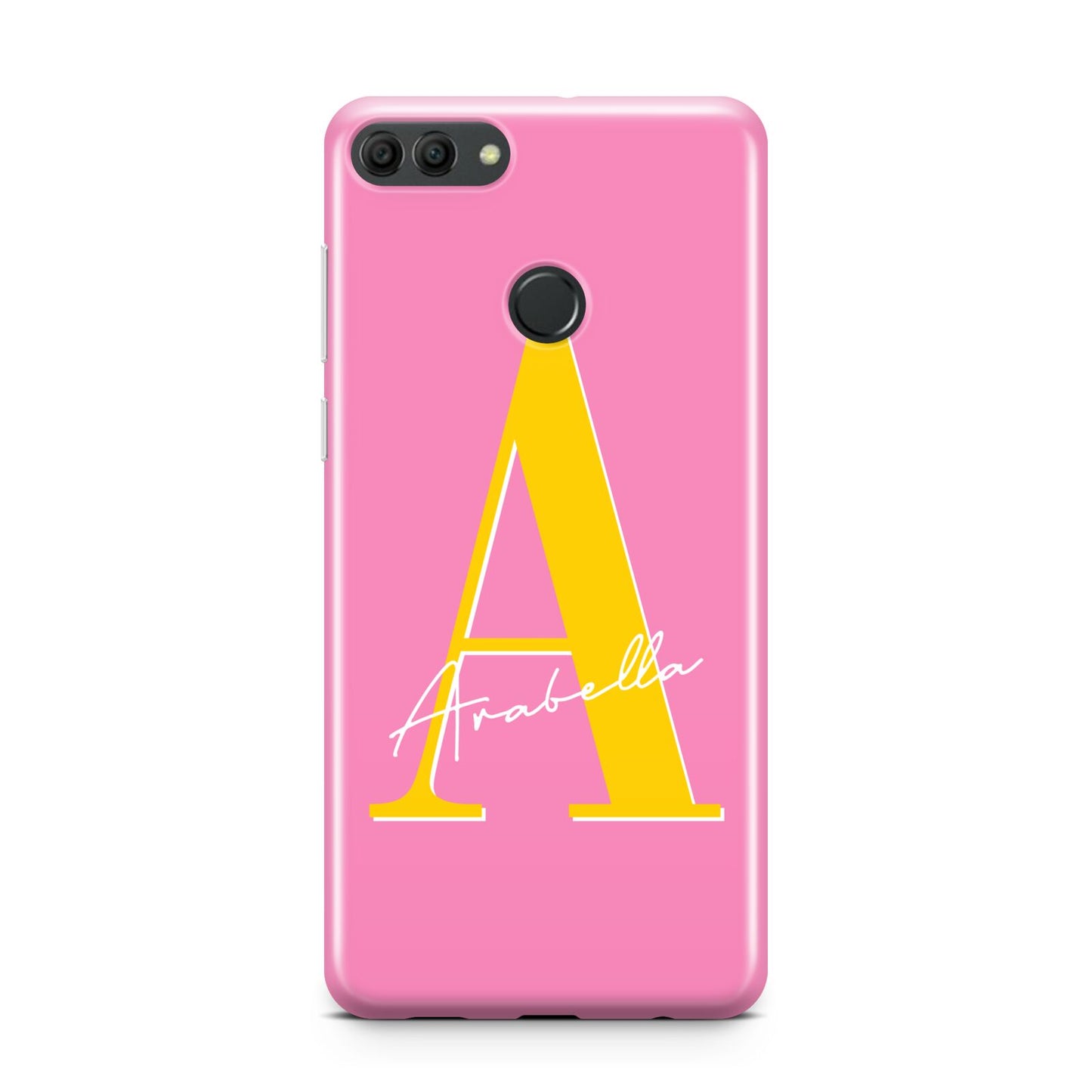 Personalised Pink Yellow Initial Huawei Y9 2018