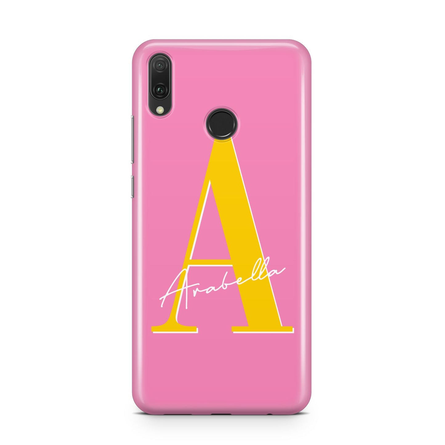 Personalised Pink Yellow Initial Huawei Y9 2019