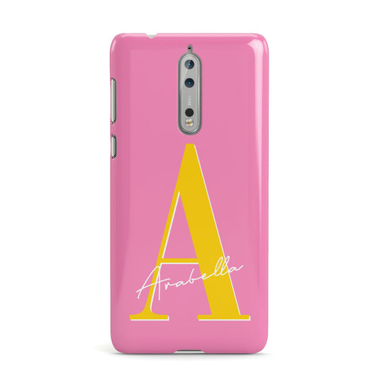 Personalised Pink Yellow Initial Nokia Case