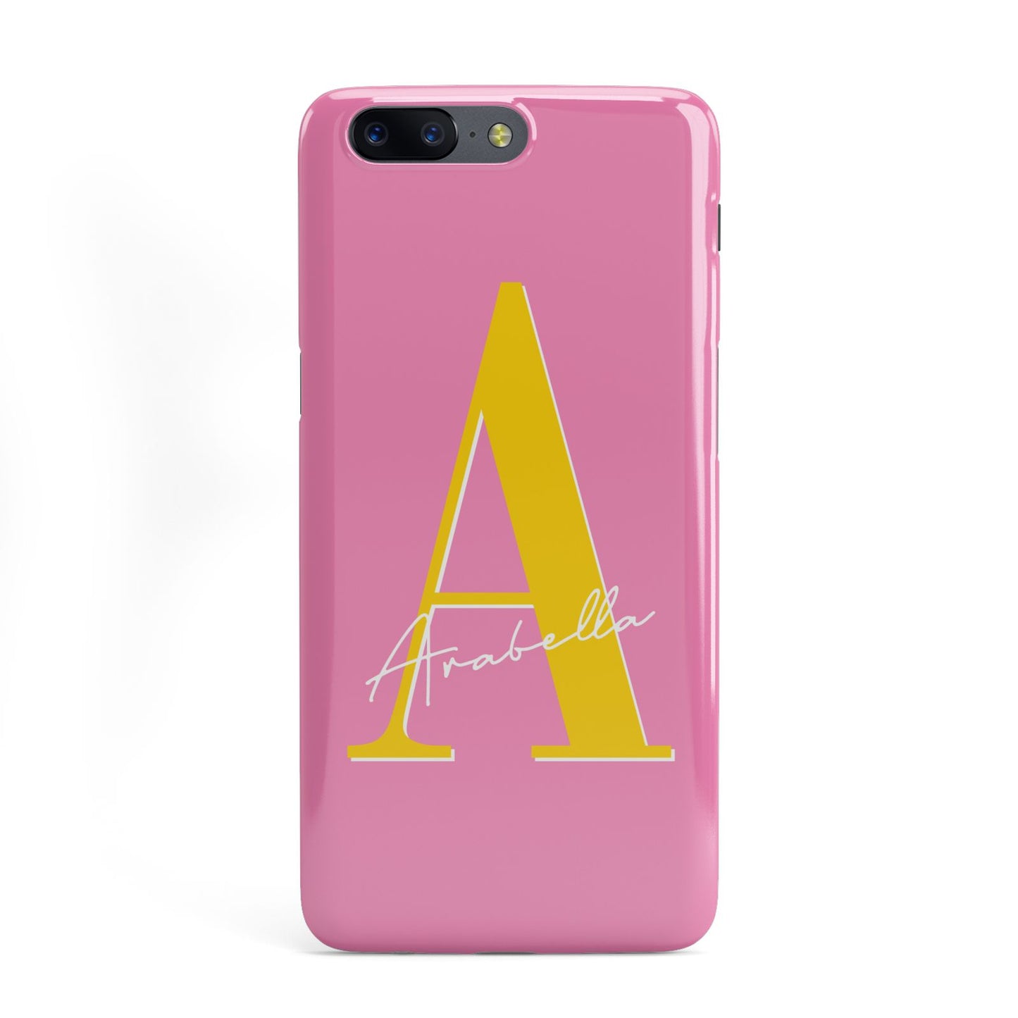 Personalised Pink Yellow Initial OnePlus Case