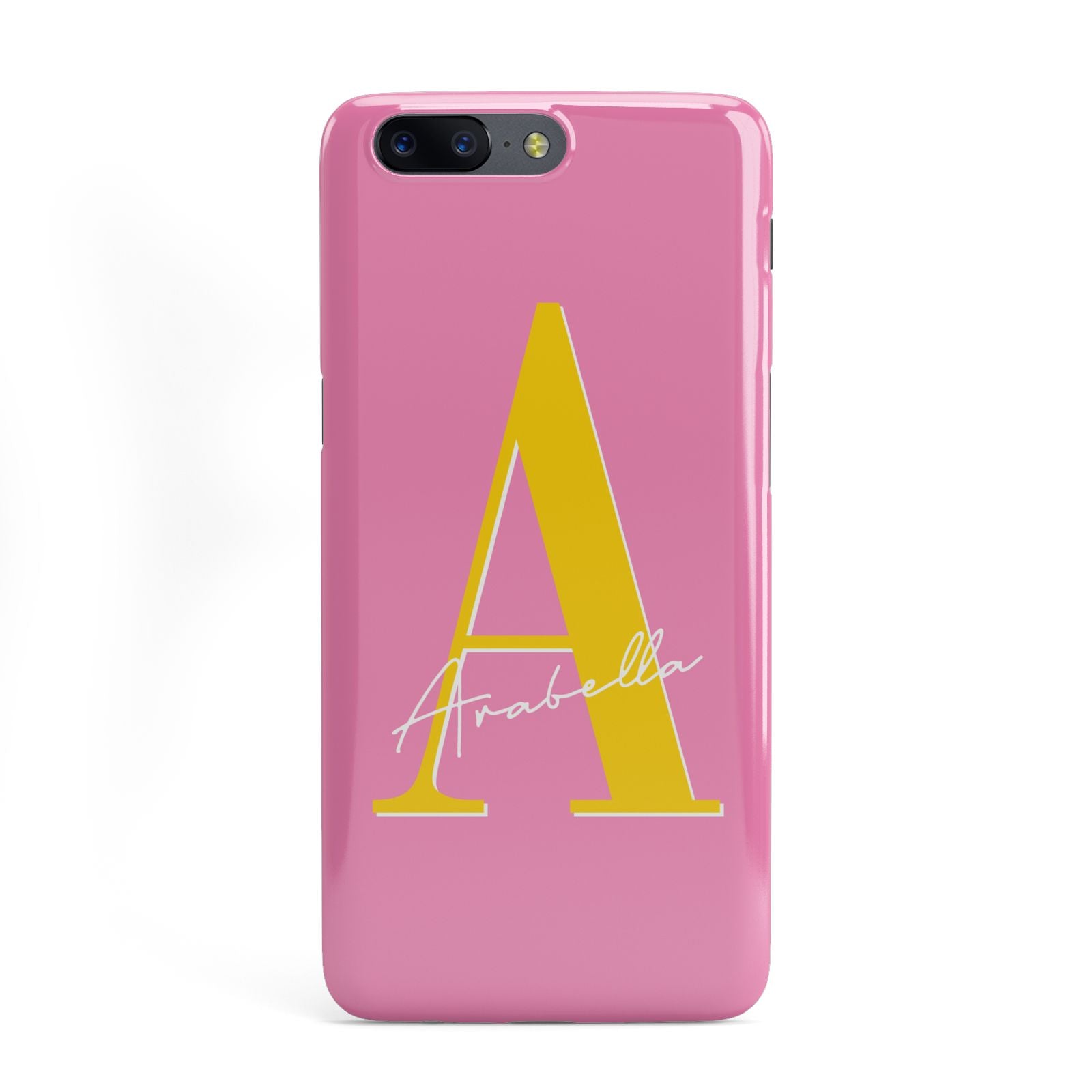 Personalised Pink Yellow Initial OnePlus Case