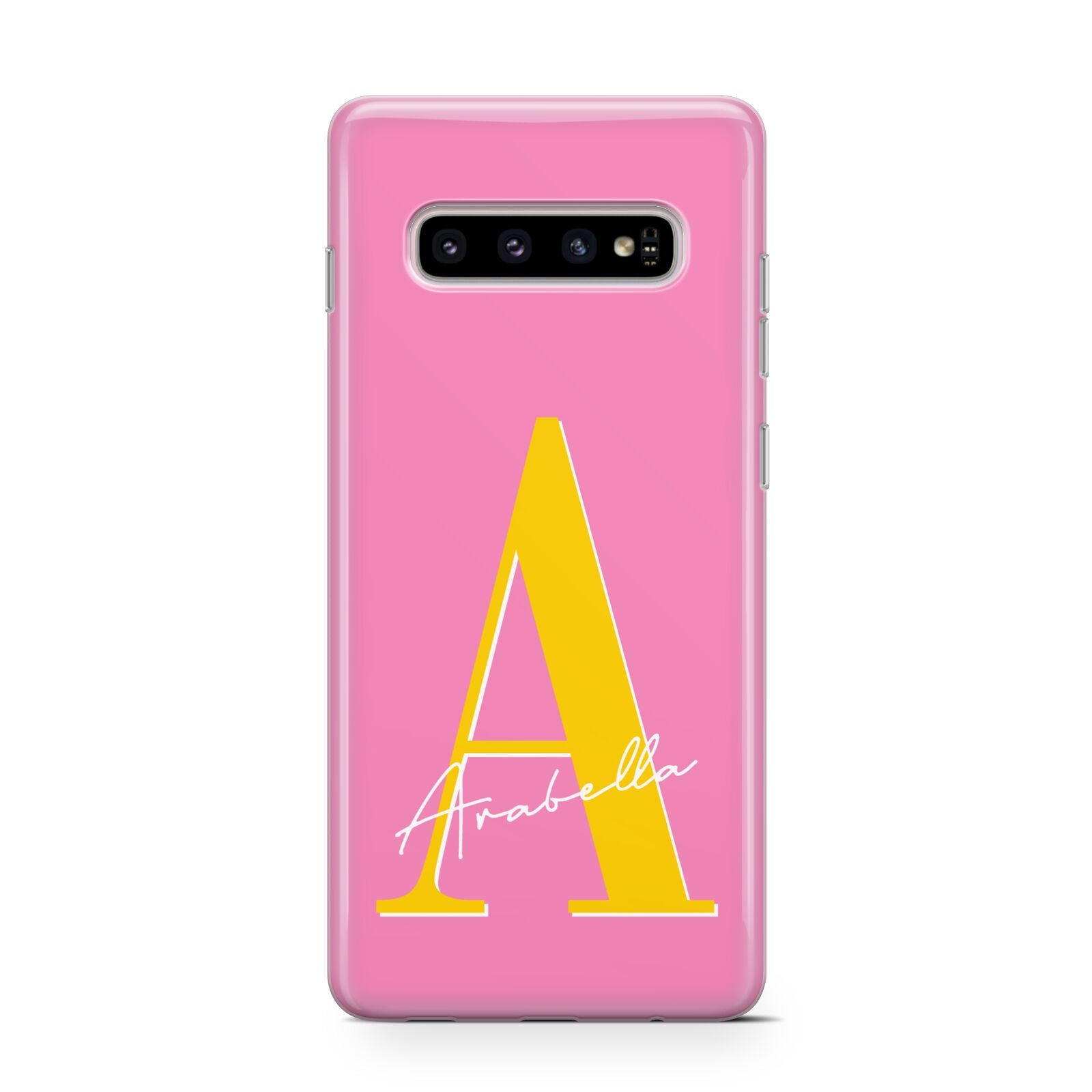 Personalised Pink Yellow Initial Protective Samsung Galaxy Case