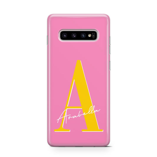 Personalised Pink Yellow Initial Protective Samsung Galaxy Case