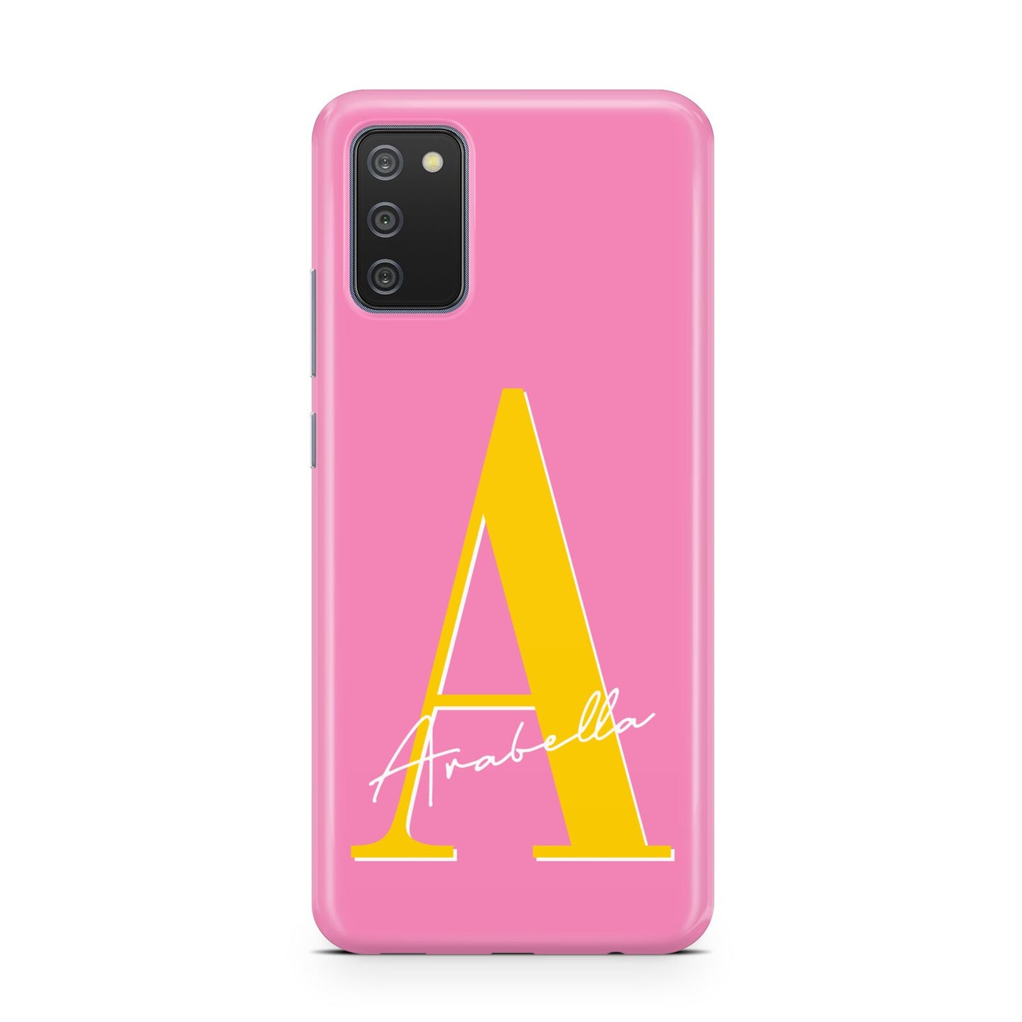 Personalised Pink Yellow Initial Samsung A02s Case