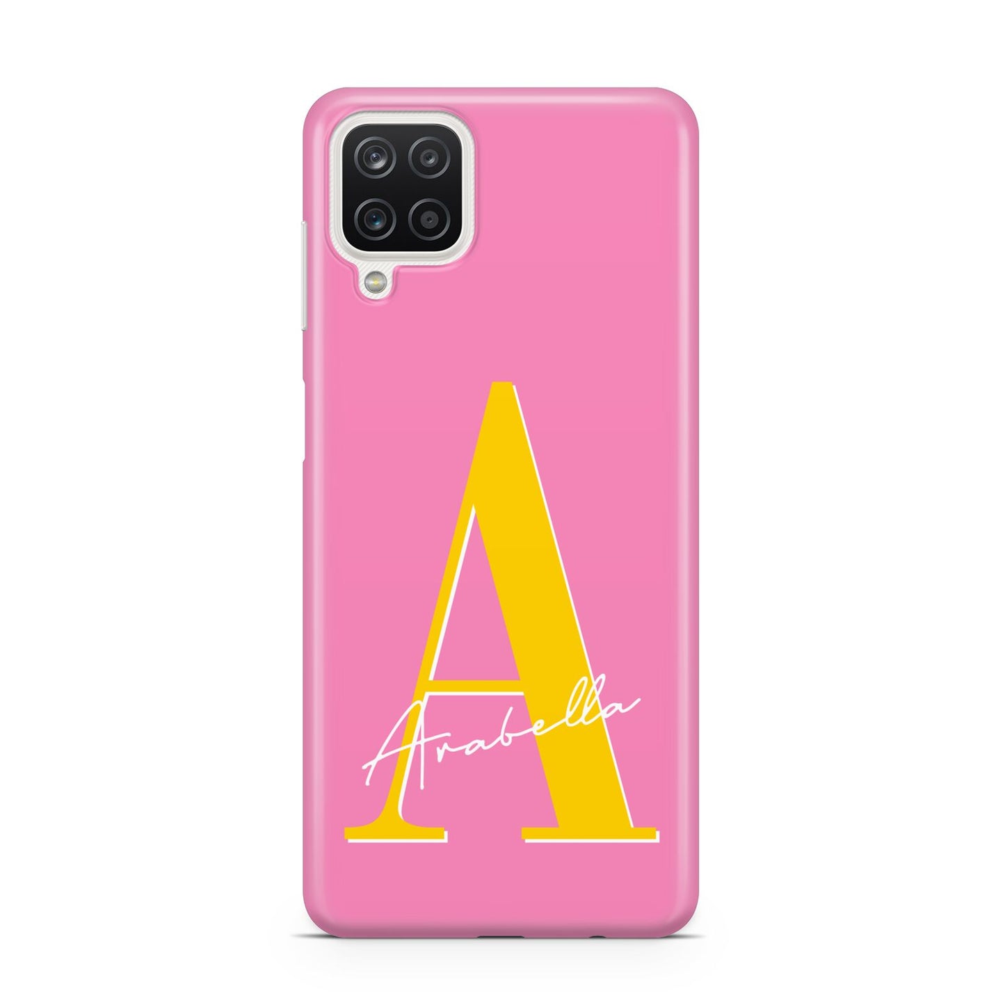 Personalised Pink Yellow Initial Samsung A12 Case