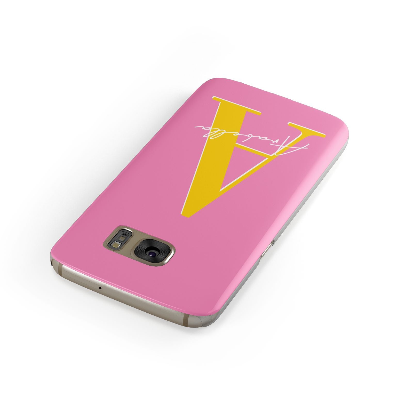 Personalised Pink Yellow Initial Samsung Galaxy Case Front Close Up