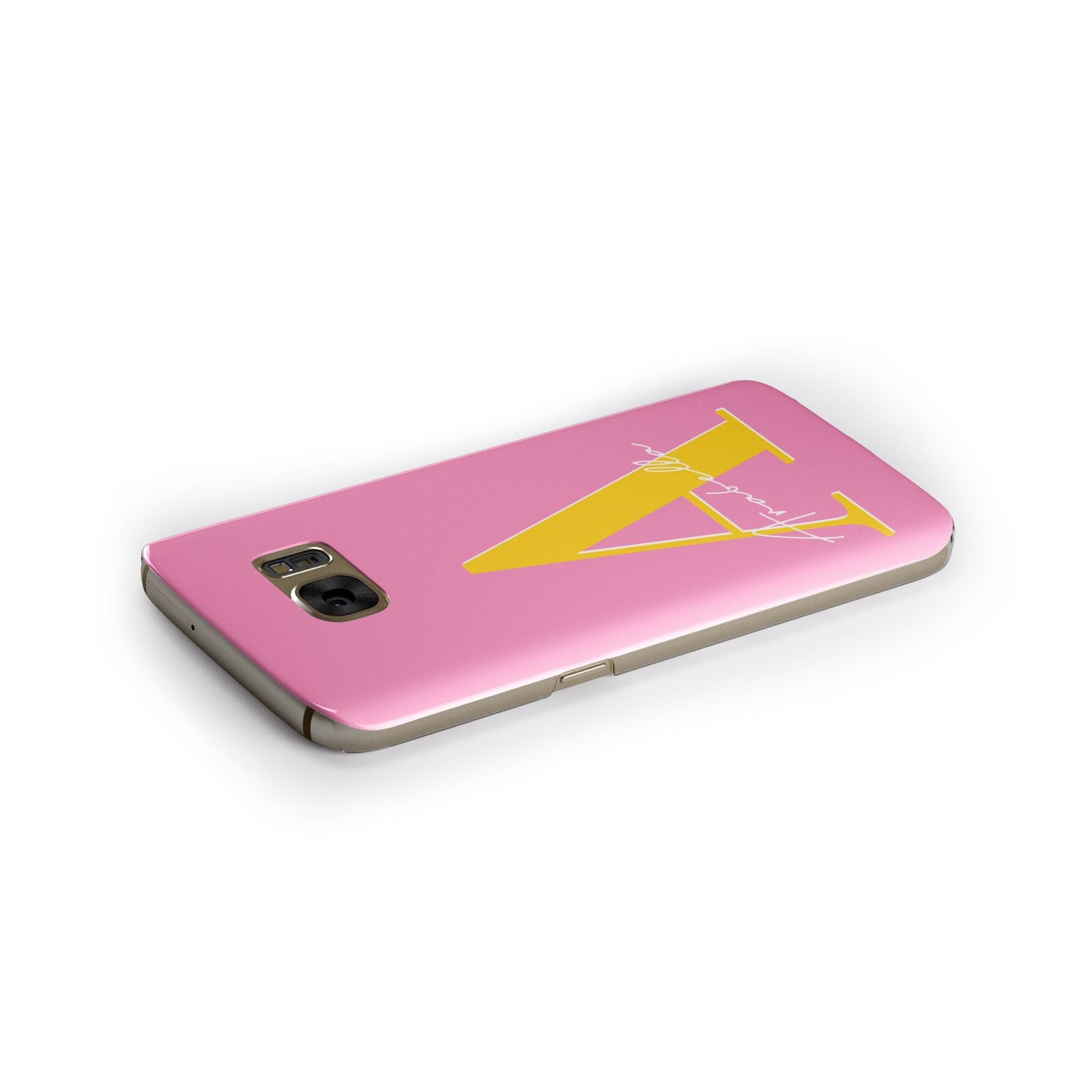 Personalised Pink Yellow Initial Samsung Galaxy Case Side Close Up