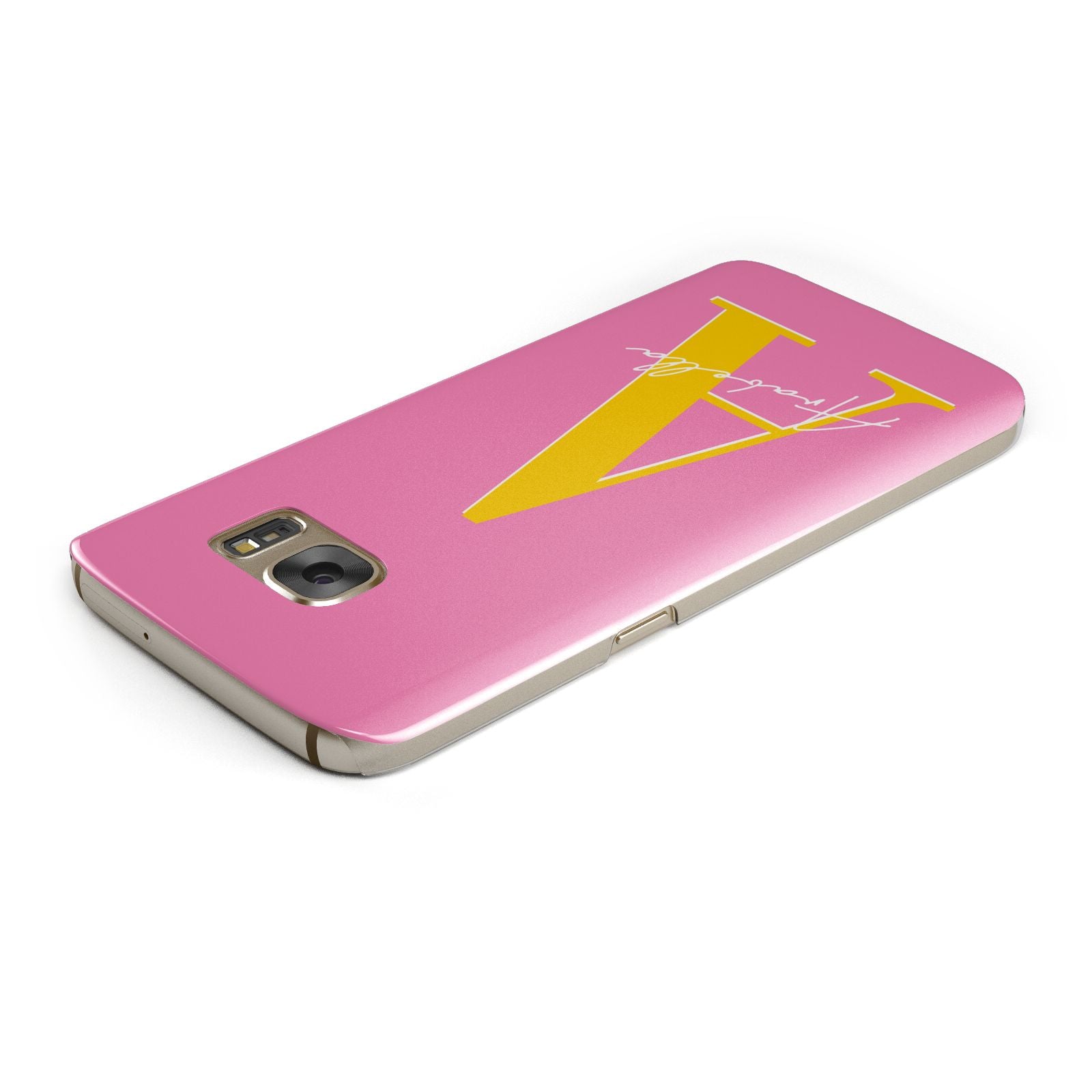 Personalised Pink Yellow Initial Samsung Galaxy Case Top Cutout