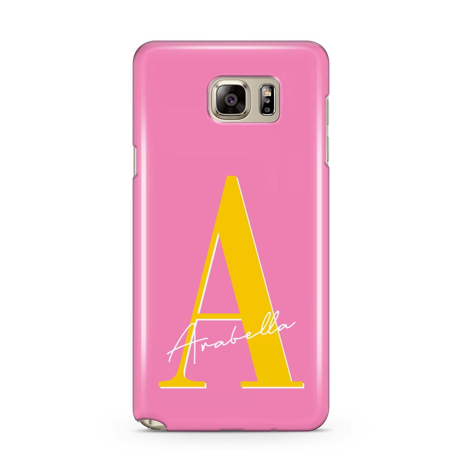 Personalised Pink Yellow Initial Samsung Galaxy Note 5 Case