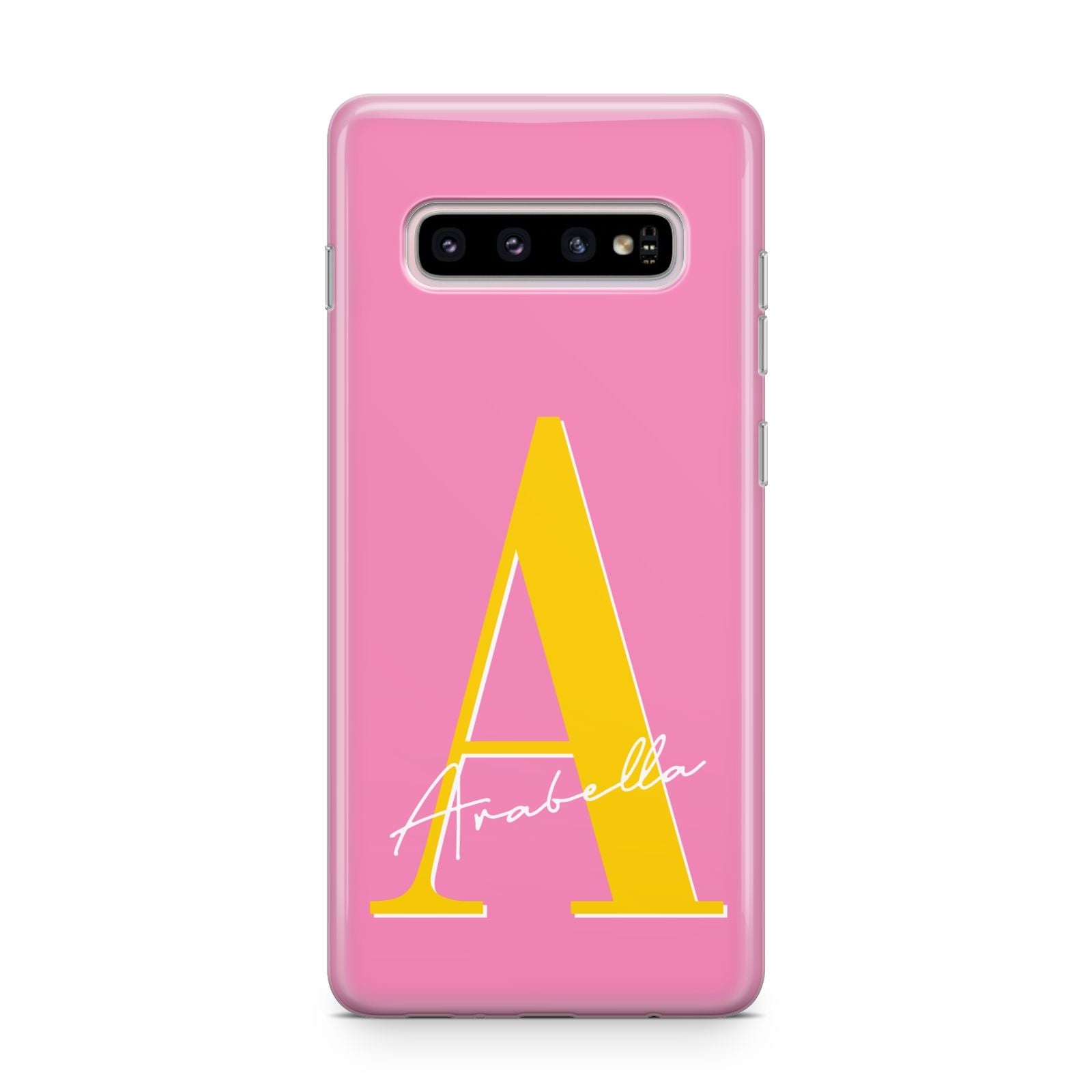 Personalised Pink Yellow Initial Samsung Galaxy S10 Plus Case