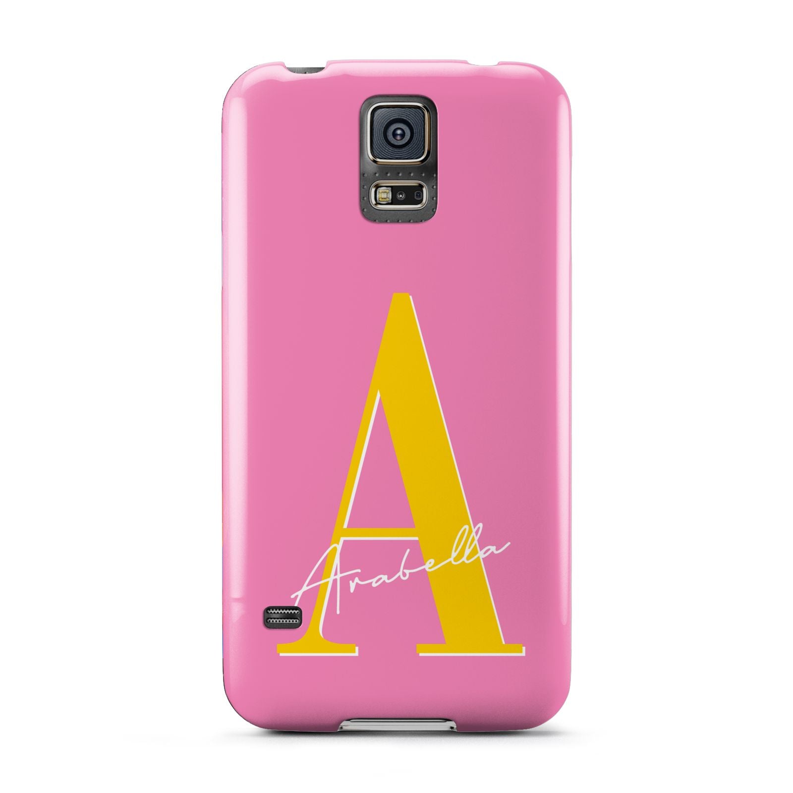 Personalised Pink Yellow Initial Samsung Galaxy S5 Case