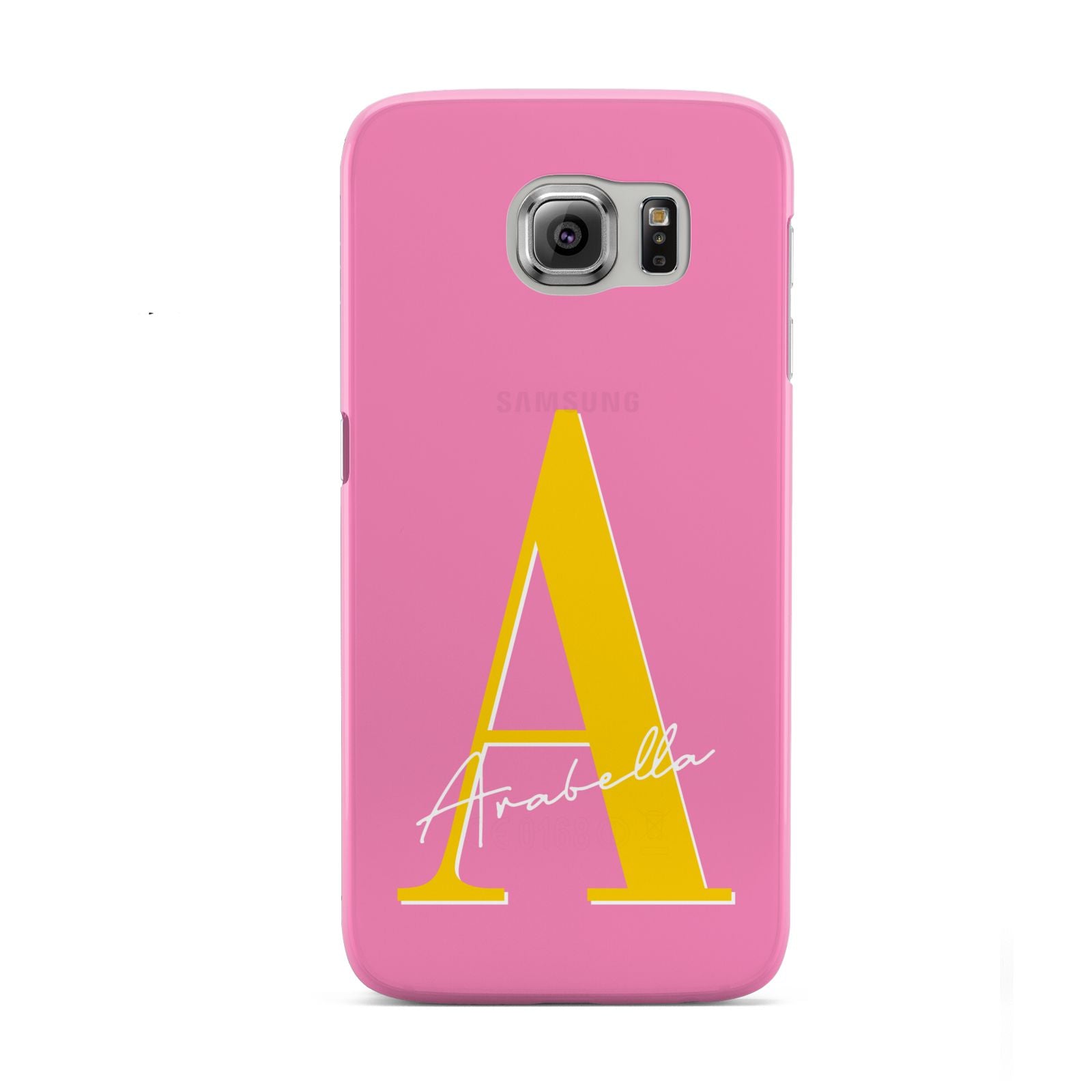 Personalised Pink Yellow Initial Samsung Galaxy S6 Case