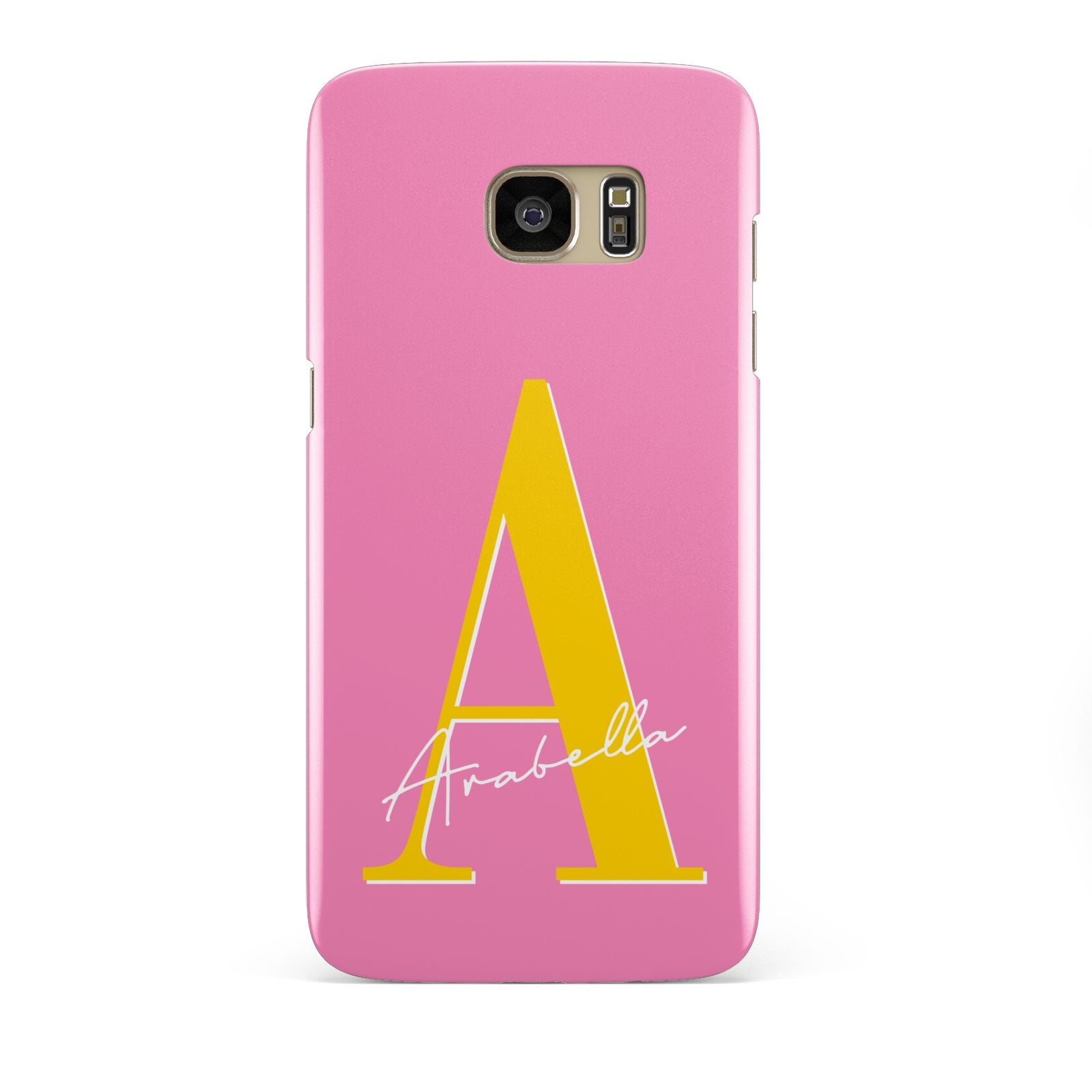 Personalised Pink Yellow Initial Samsung Galaxy S7 Edge Case