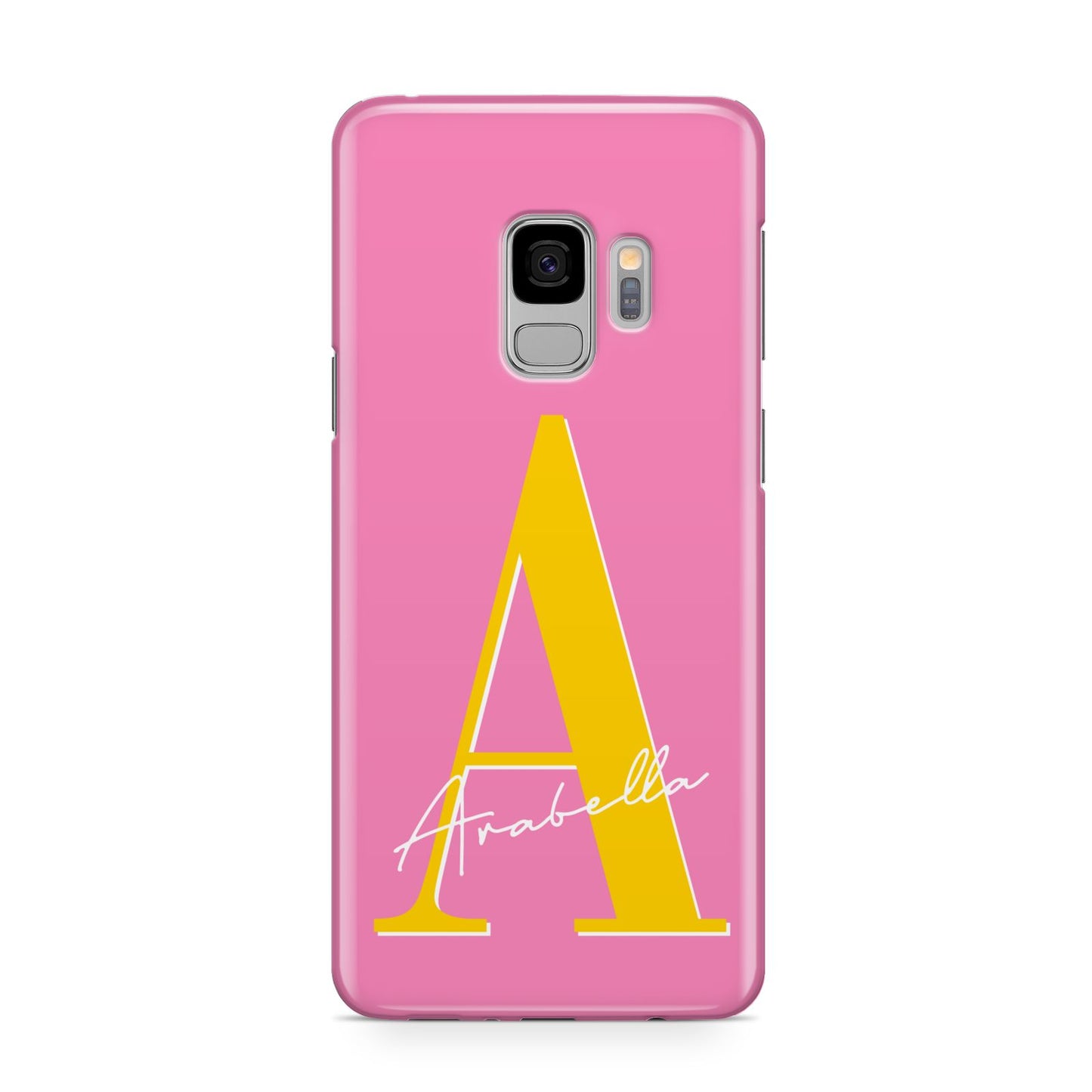 Personalised Pink Yellow Initial Samsung Galaxy S9 Case