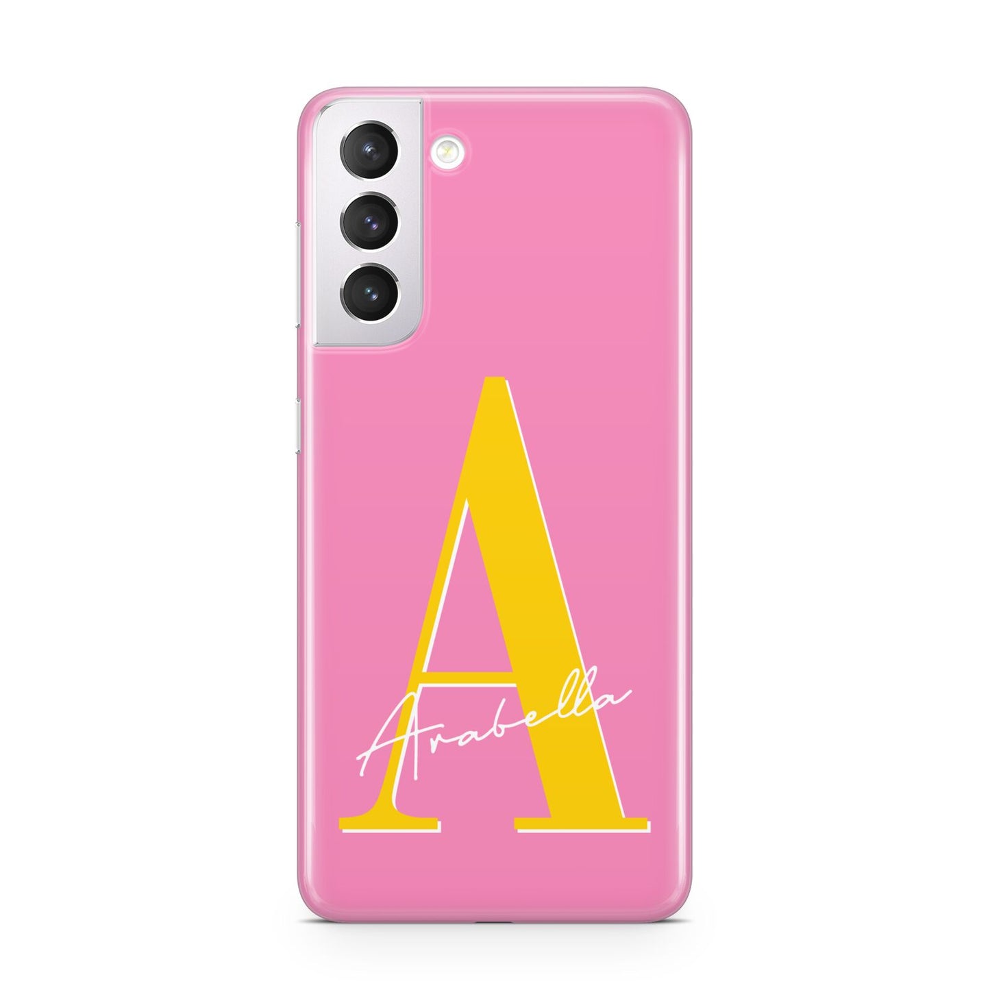 Personalised Pink Yellow Initial Samsung S21 Case